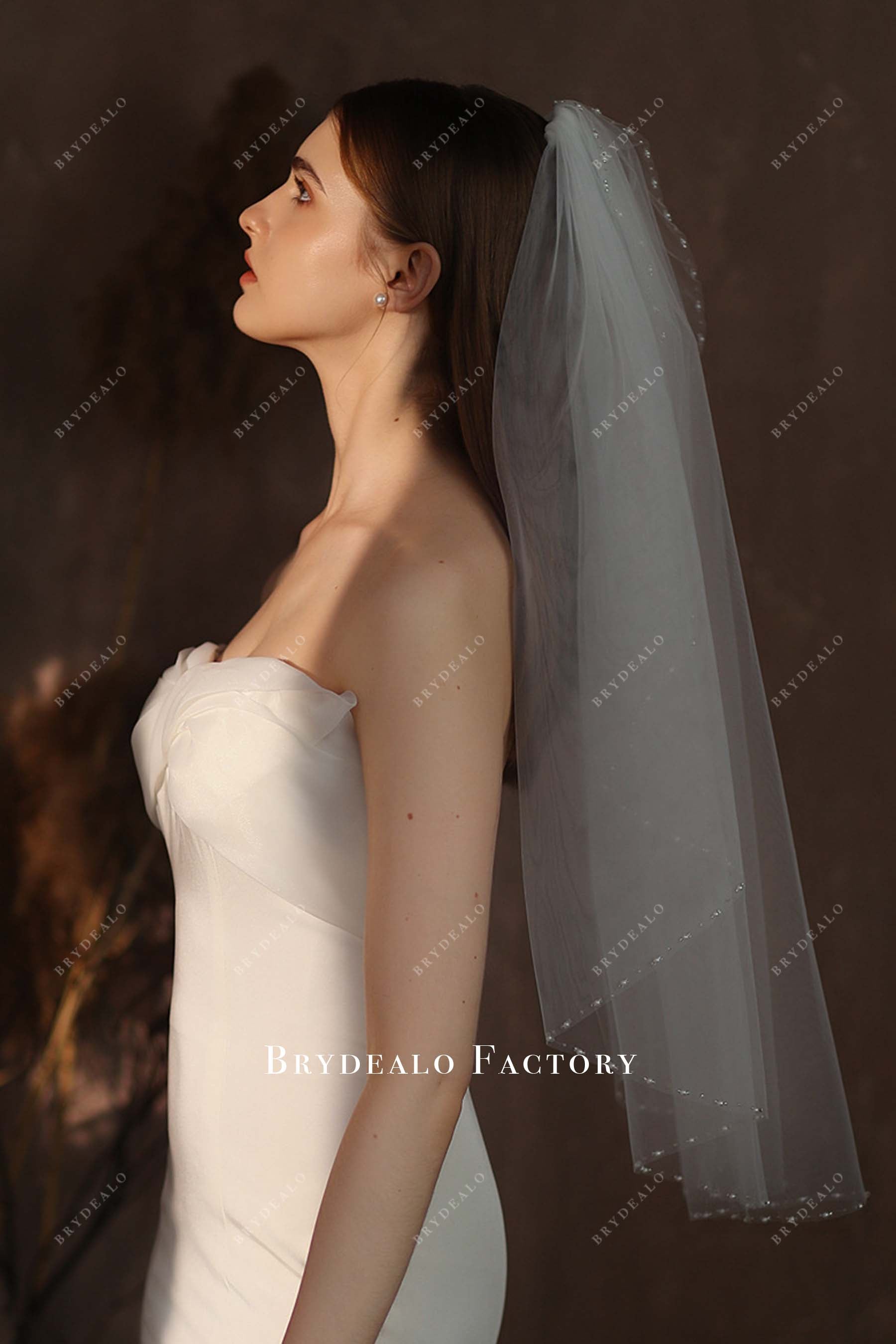 Fairy Hand Beading Elbow Length Bridal Veil