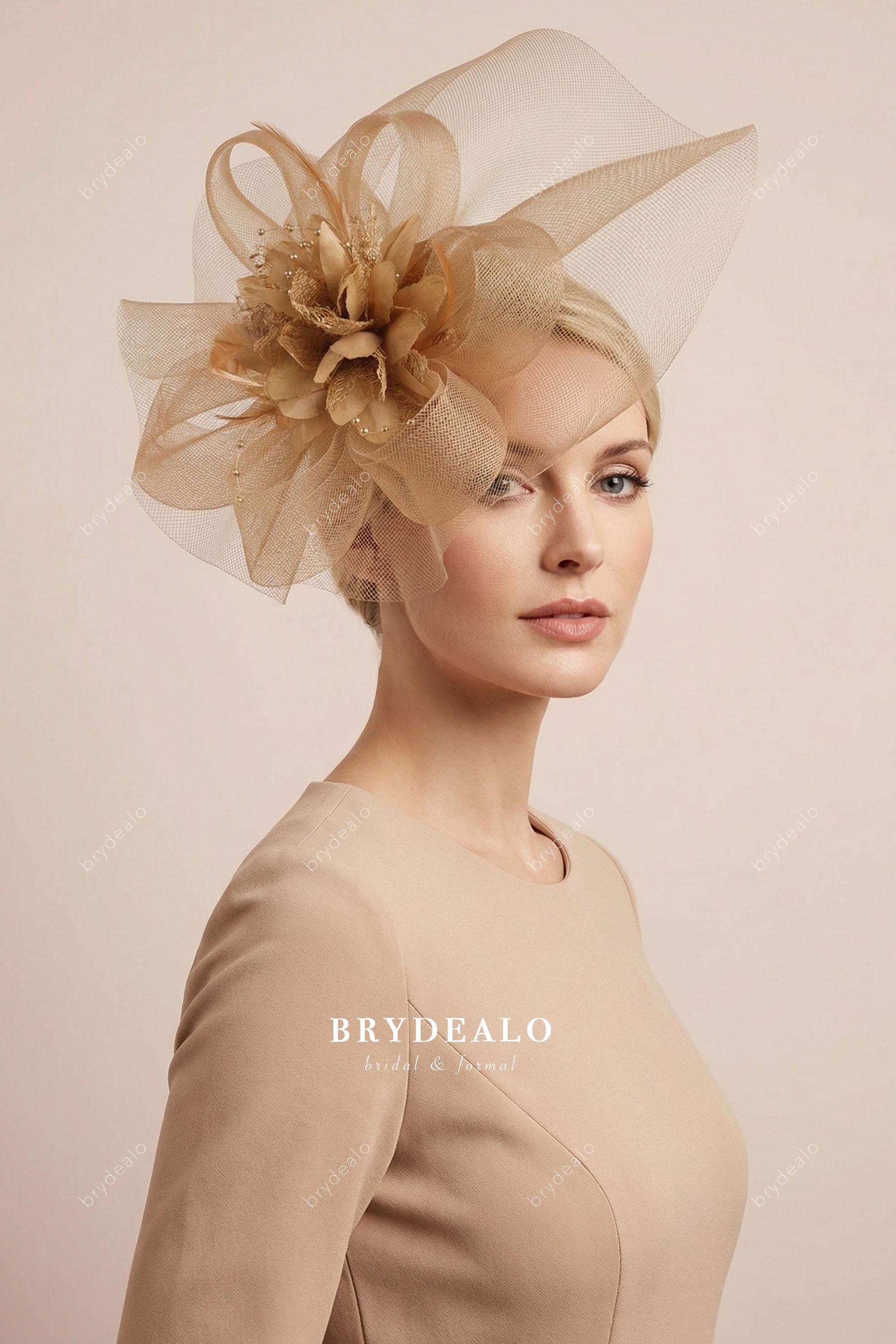 feather flower mother of bride fascinator