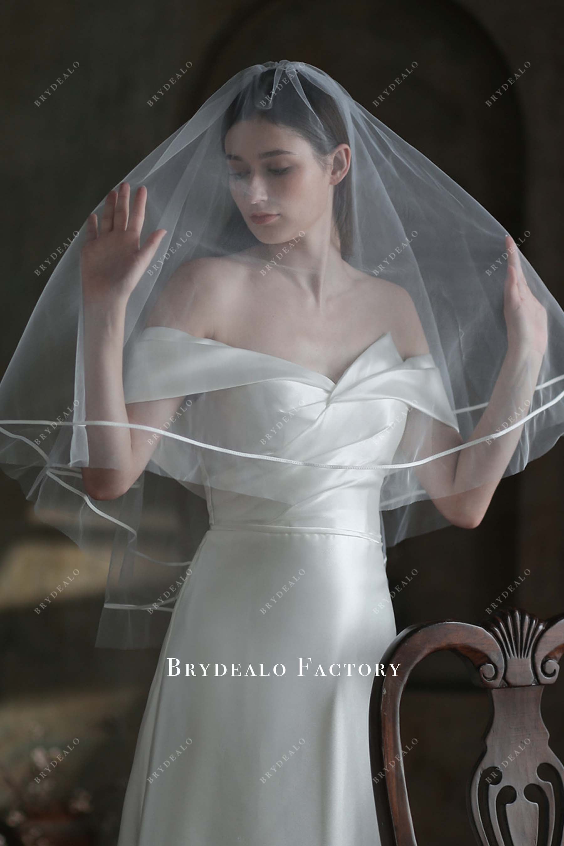 Satin Border bridal veil