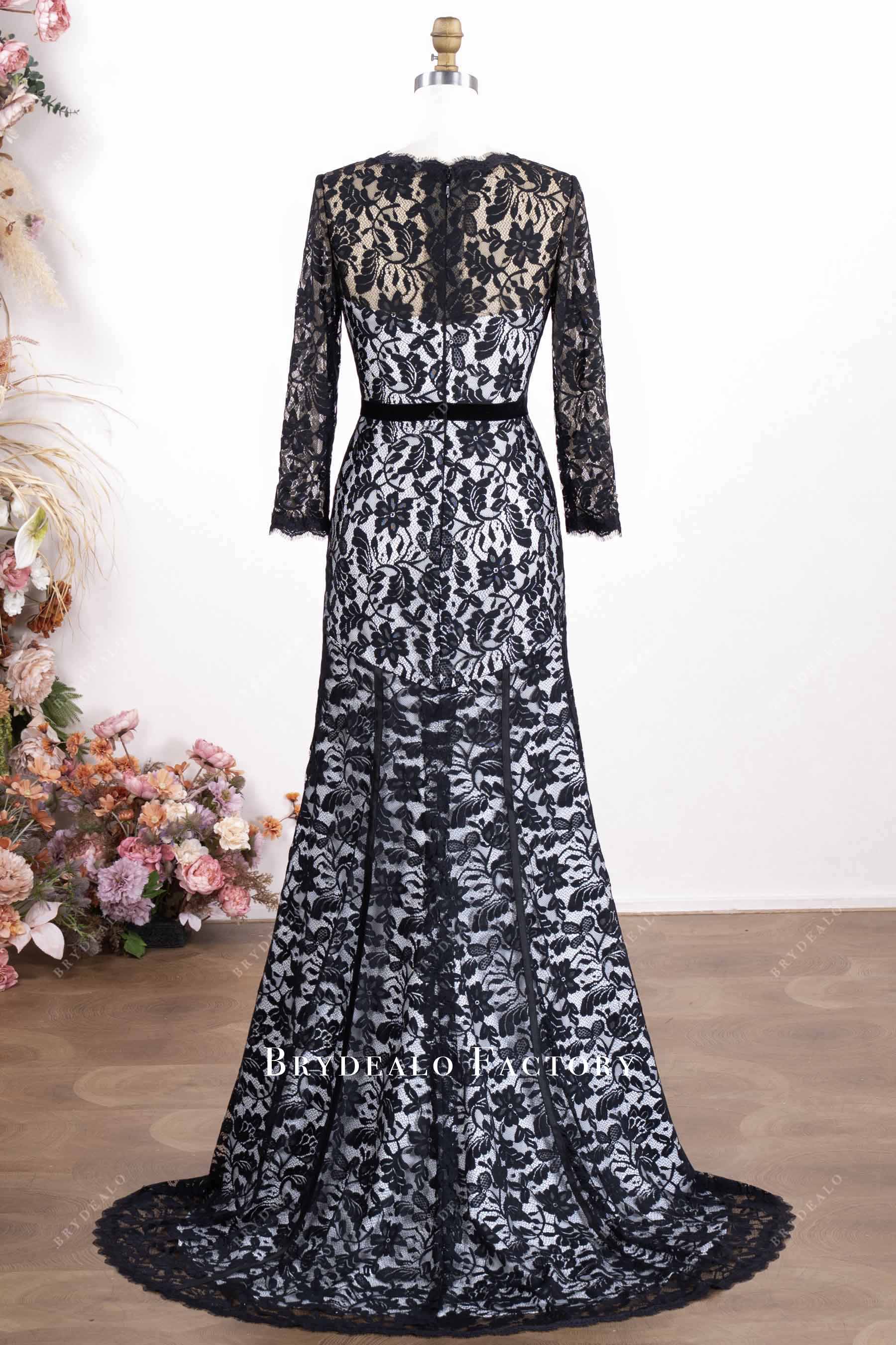 fit flare two-tone lace evening dress