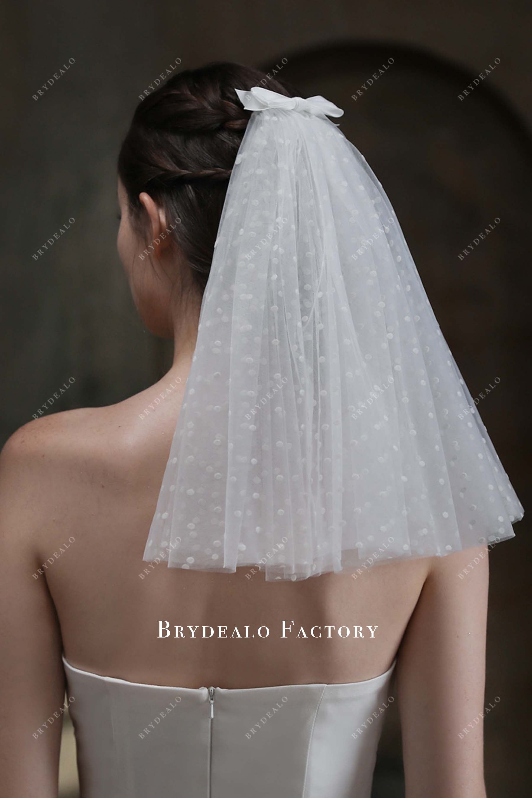 flocked polka dots bridal veil