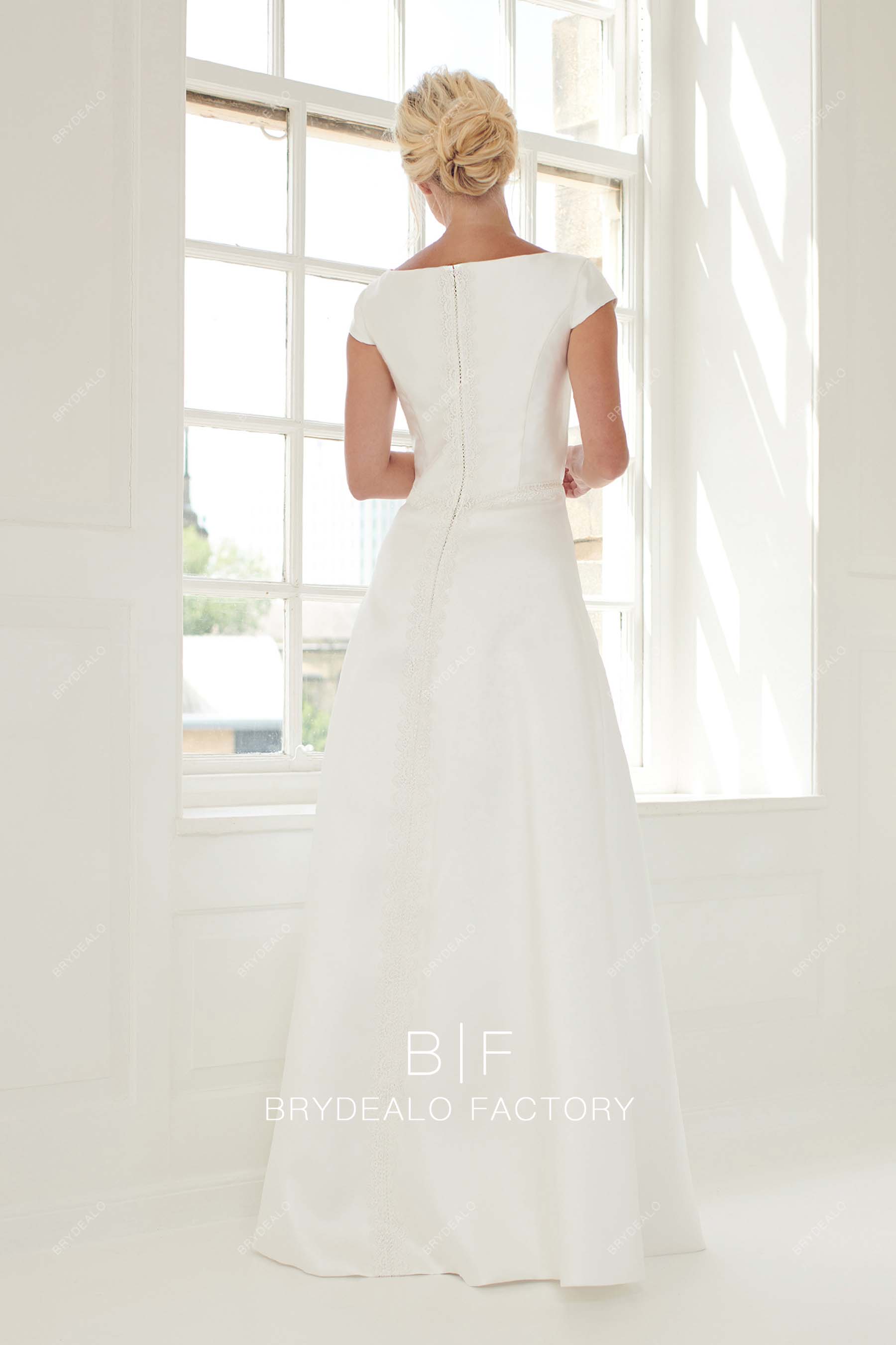 floor length A-line fall winter wedding gown