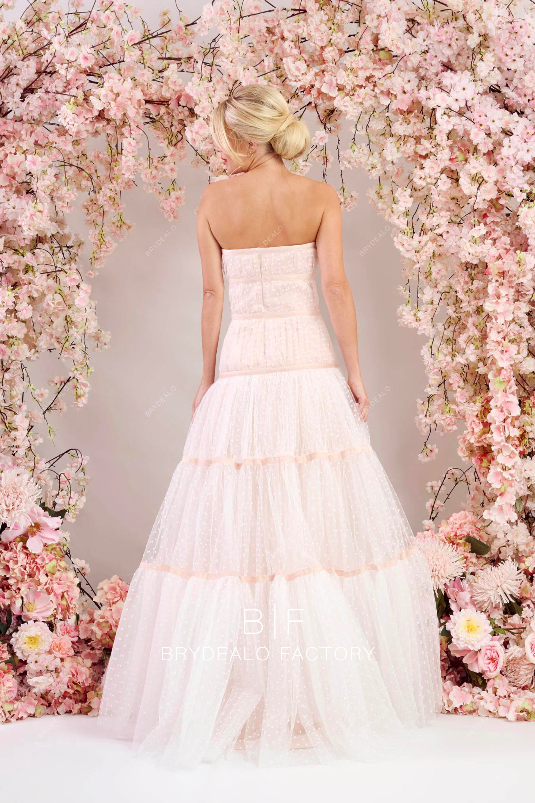 floor length fit and flare wedding gown