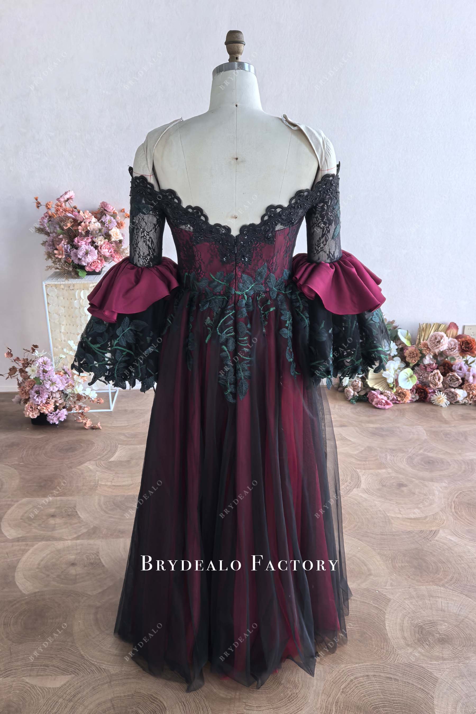 floor length gothic wedding dress