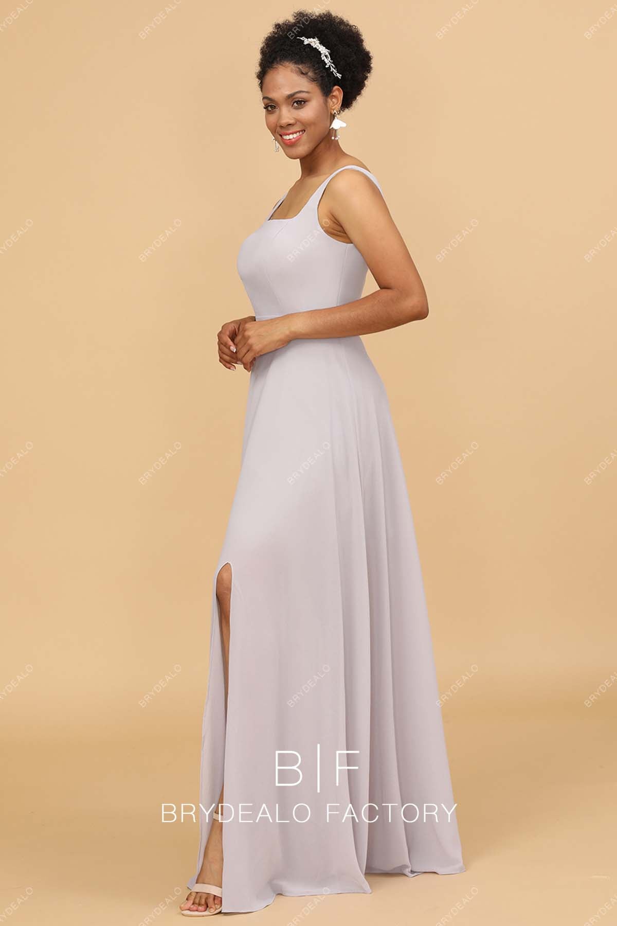 sleeveless floor length chiffon bridesmaid dress