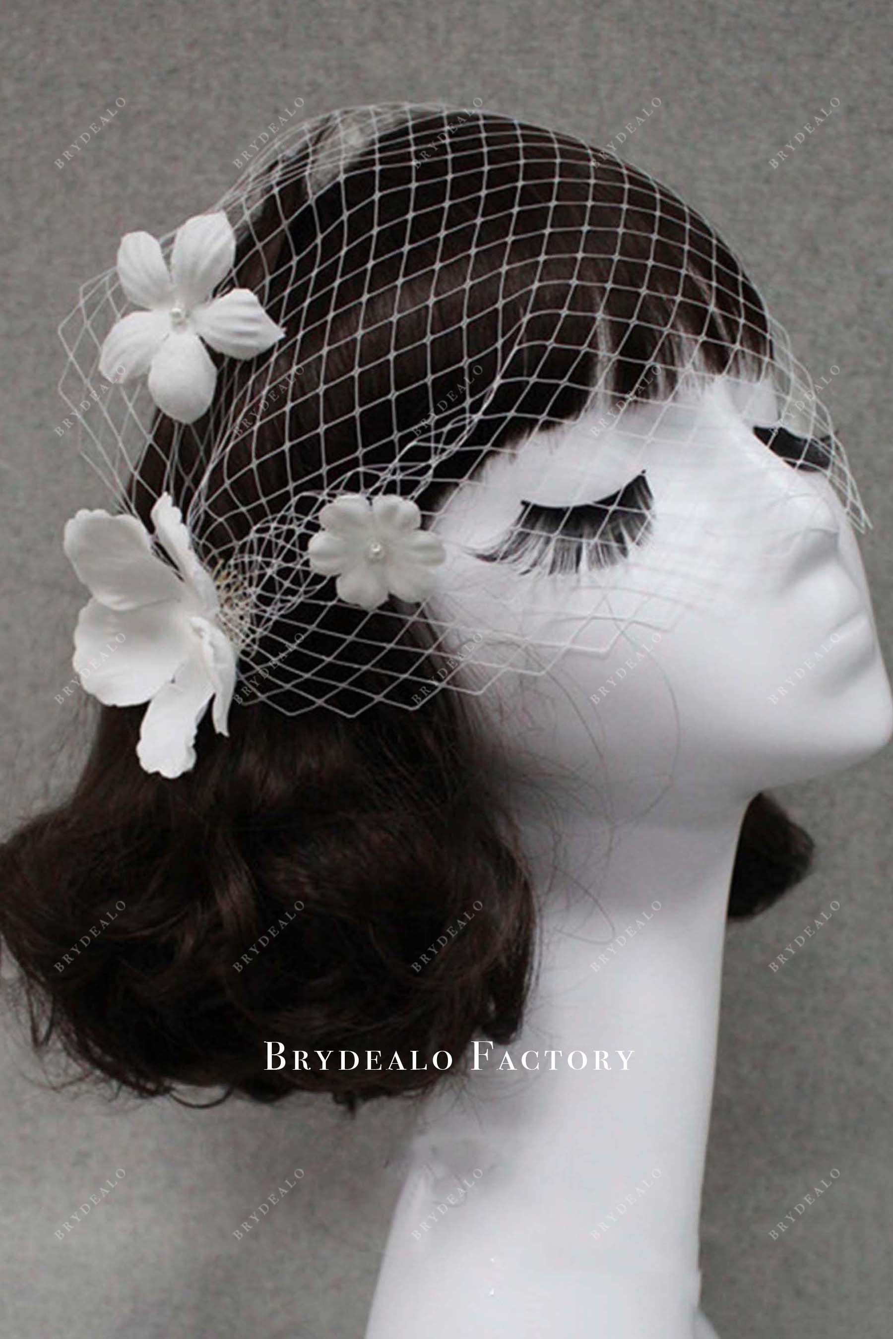 floral net birdcage bridal veil