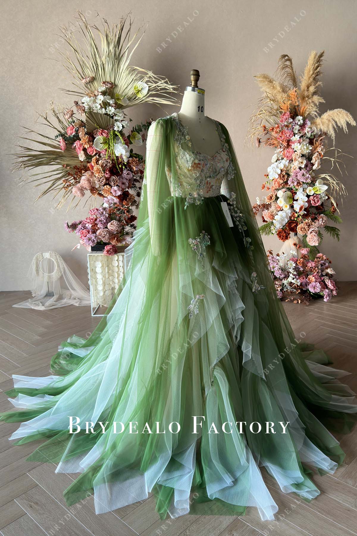 Custom Colorful Embroidery Flower Lace Formal Dress