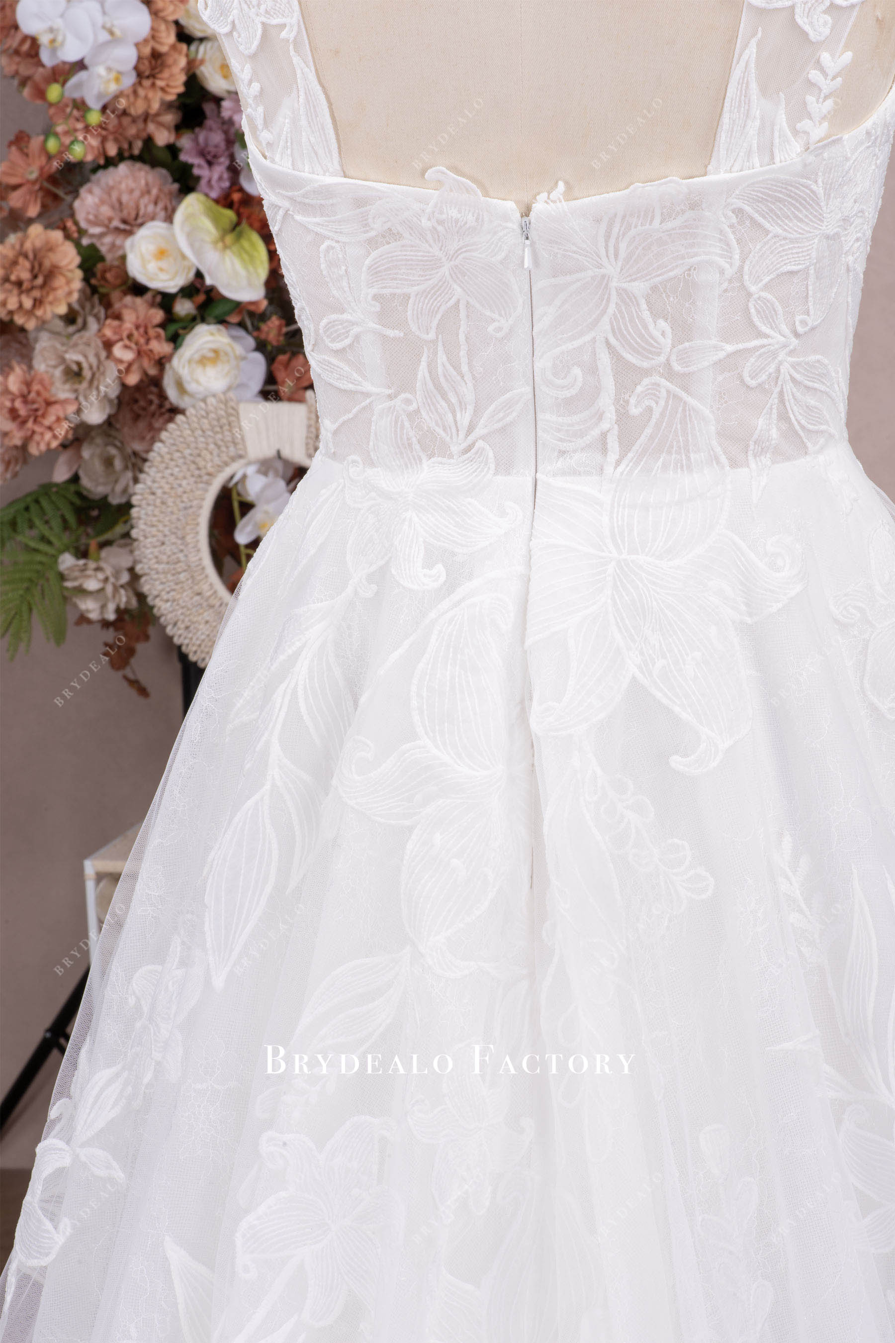 flower embroidery wedding gown