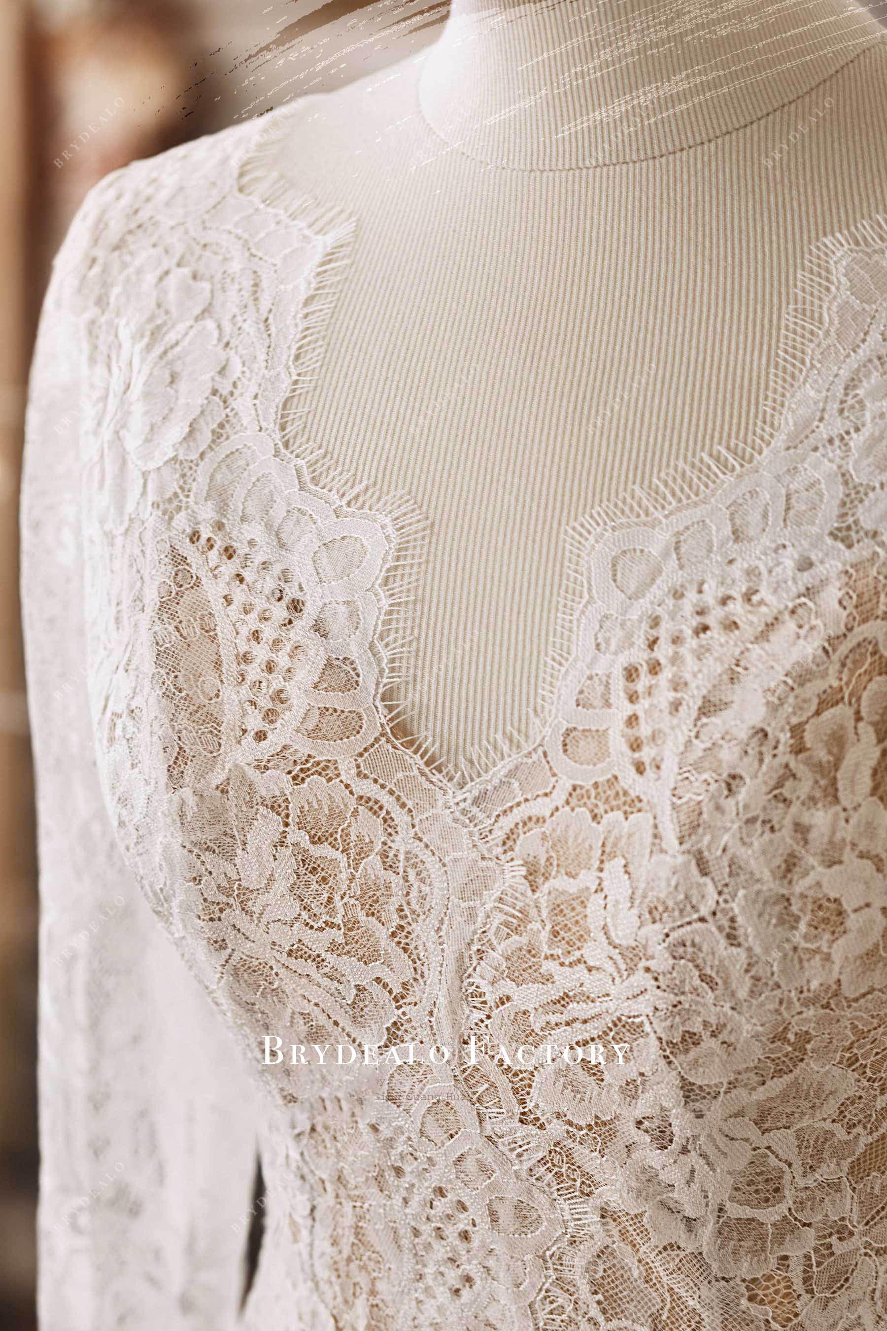 flower eyelash lace V-neck bridal top