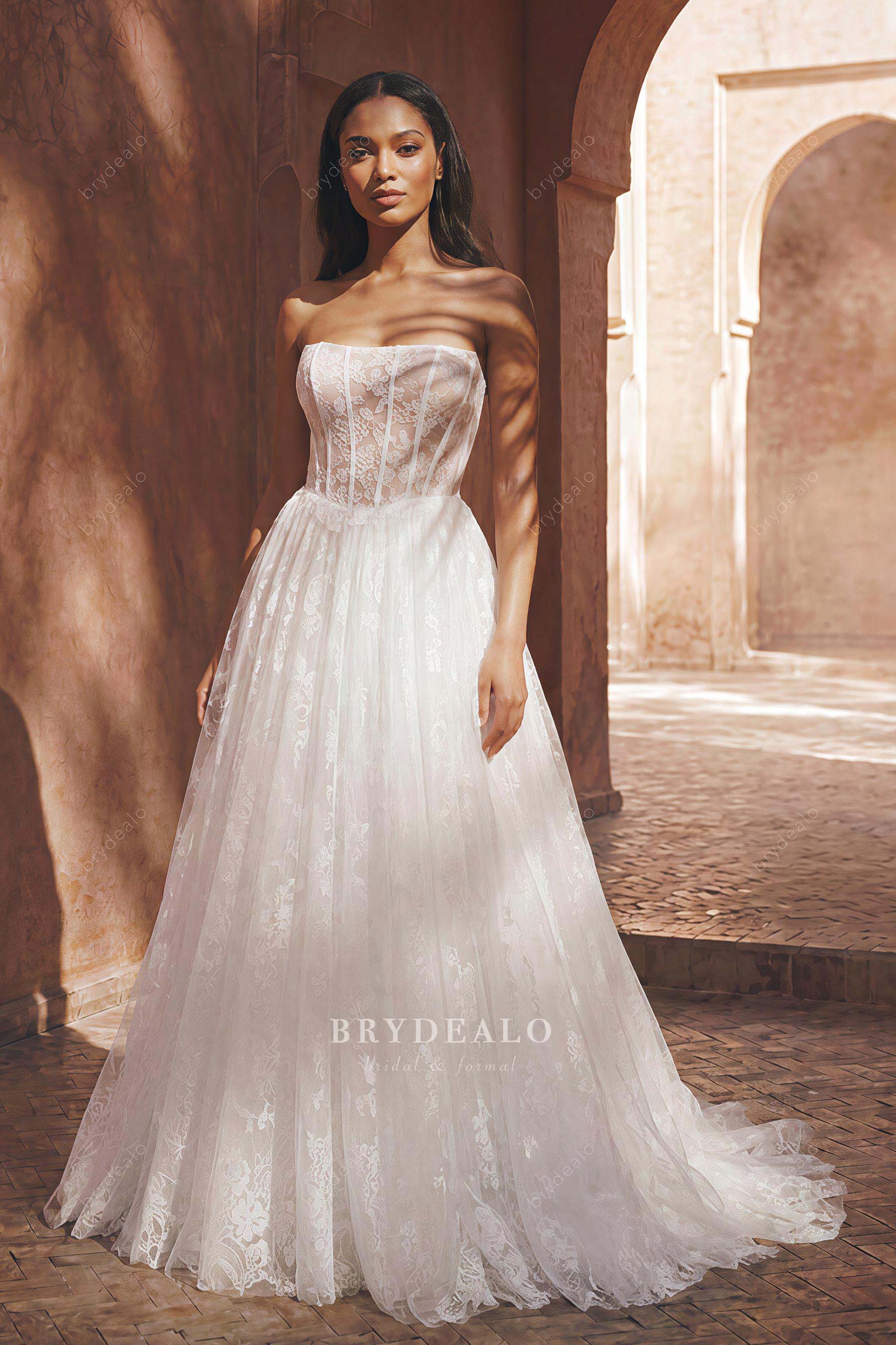 flower lace Aline wedding dress