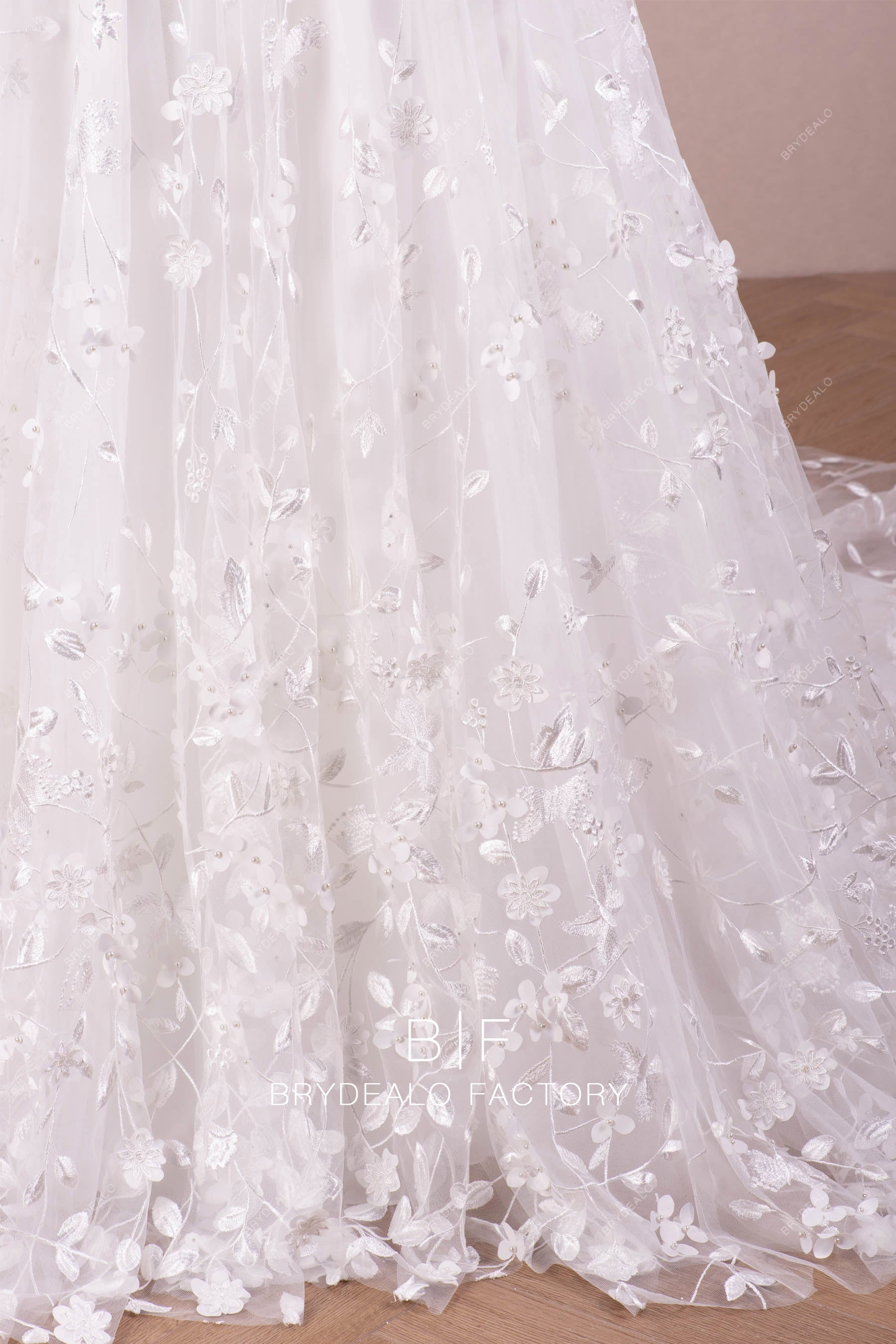 flower lace Aline wedding dress
