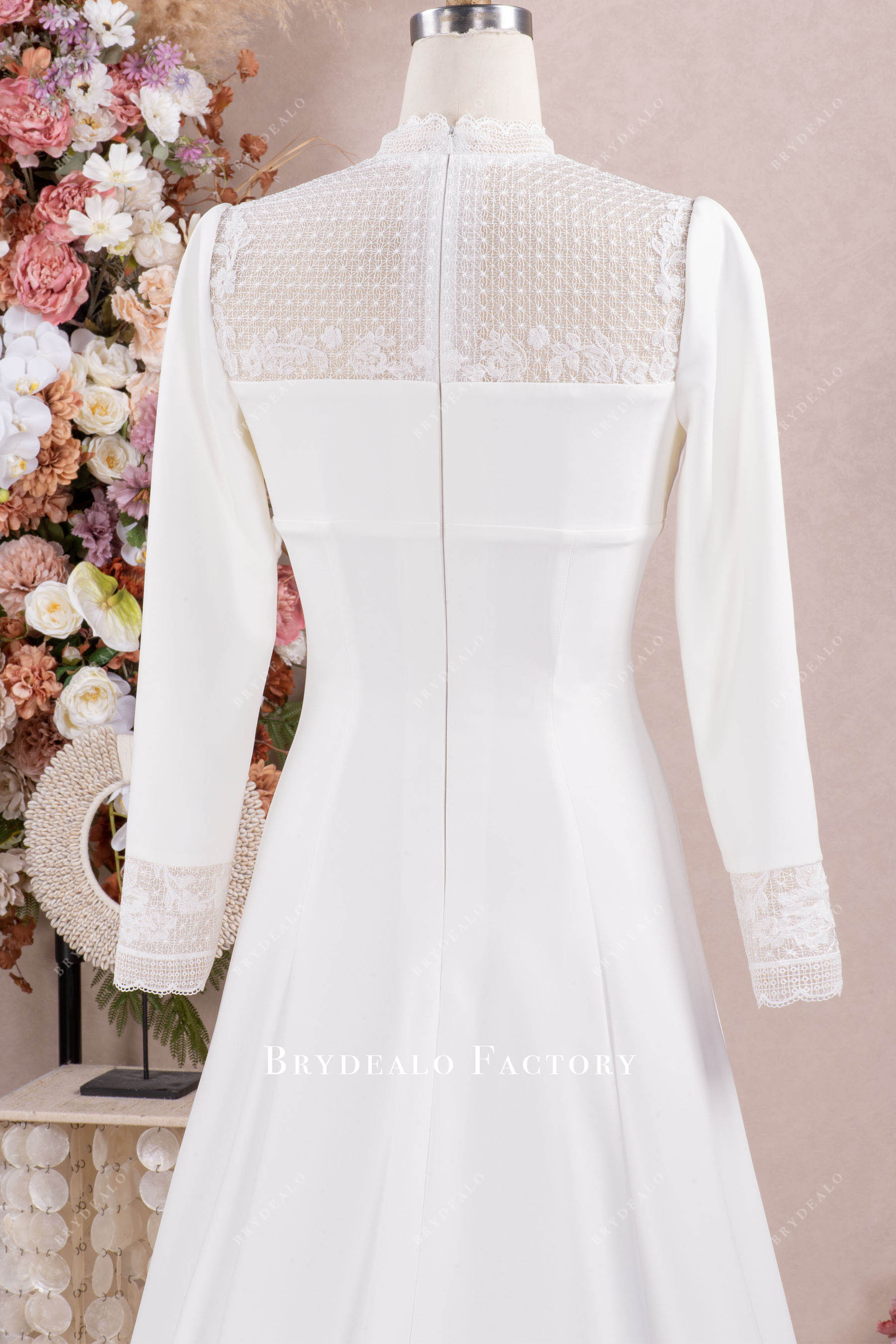 flower lace long sleeve wedding gown