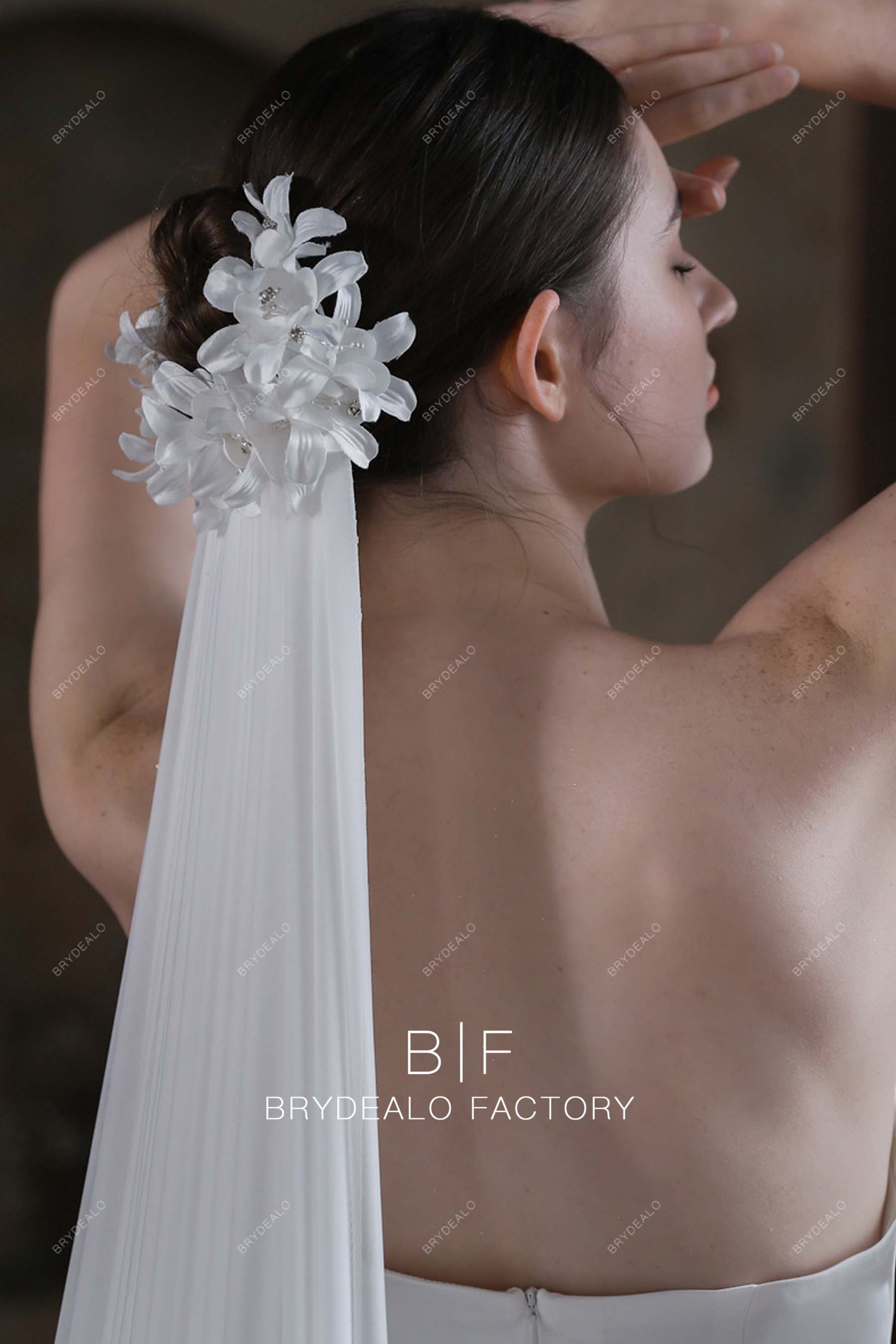 Handmade Flowers Power Mesh Wedding Veil