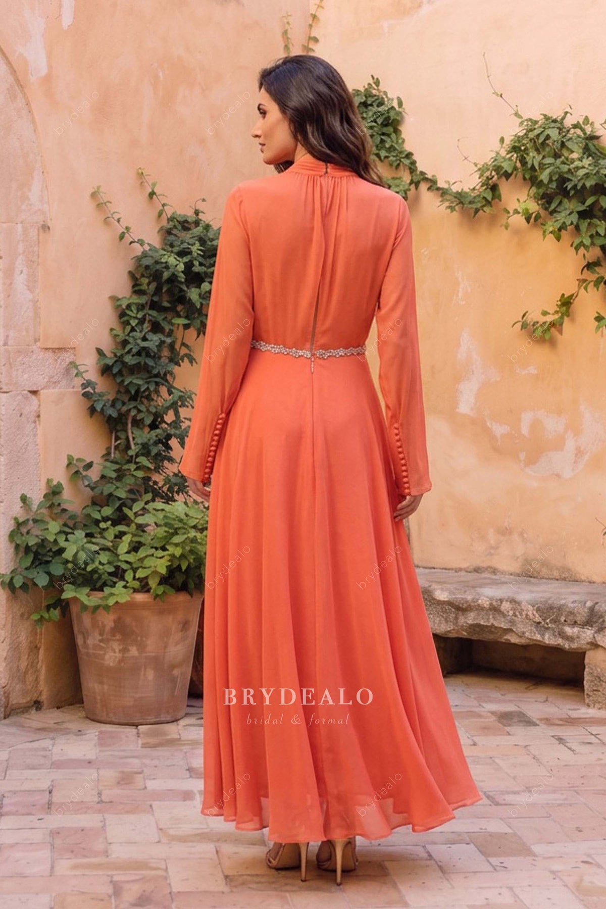 flowing chiffon Aline evening dress