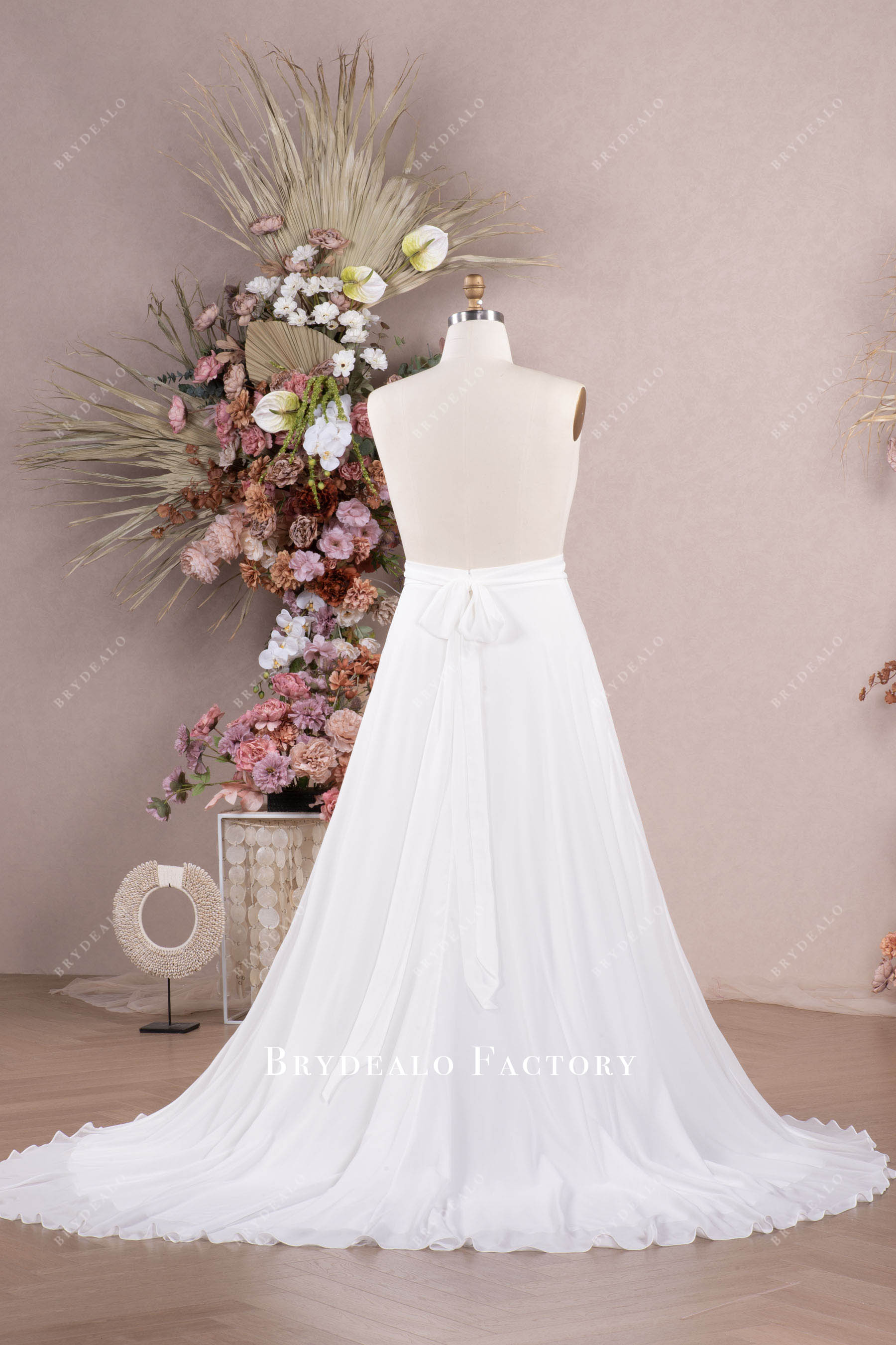 flowing long chiffon Aline wedding skirt