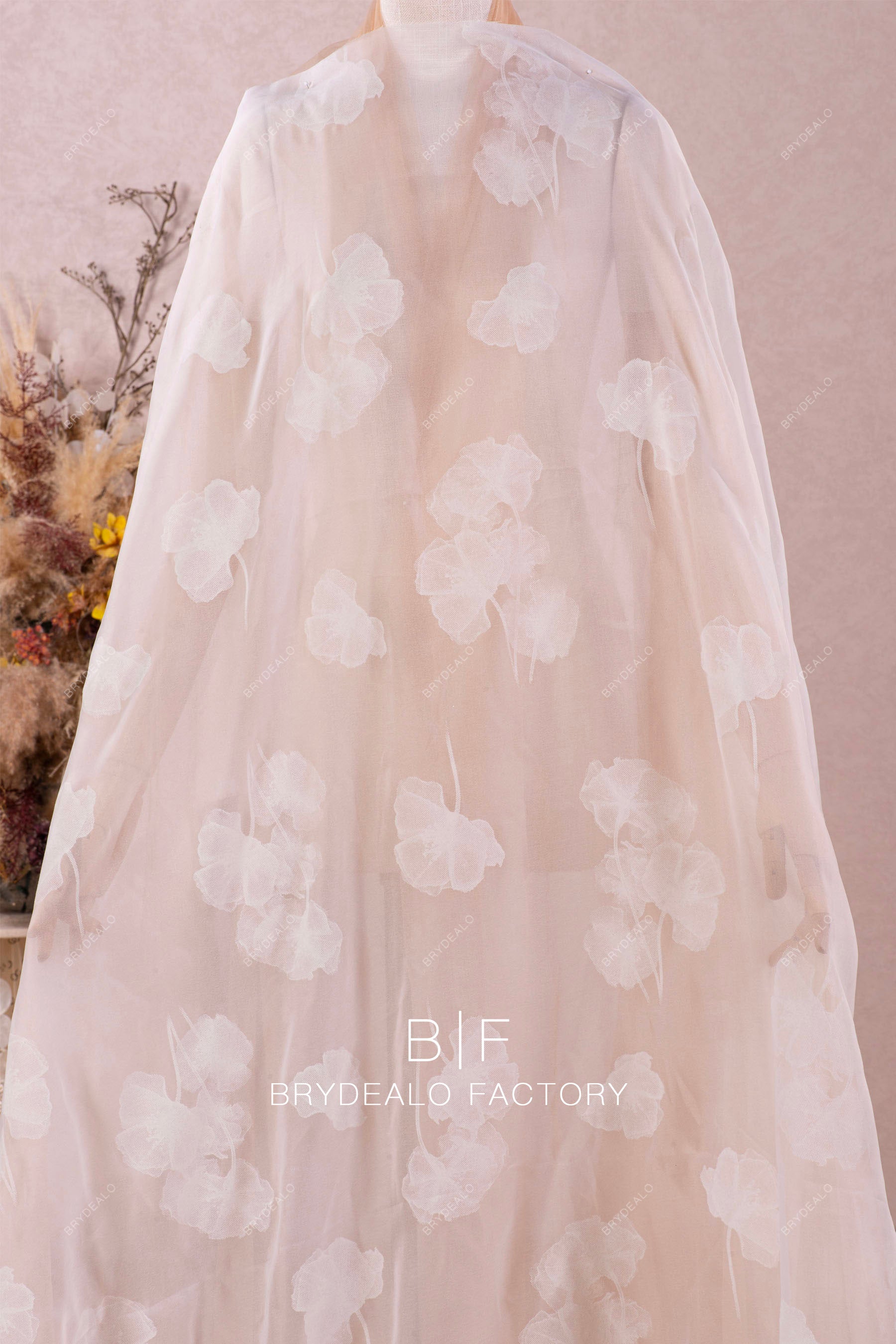 flowing soft flower organza fabric