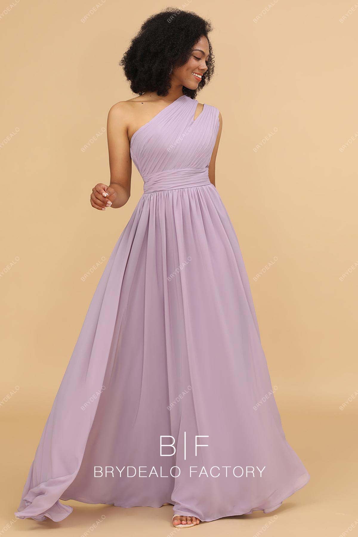 Sleeveless Flowy Lilac A-line Chiffon Bridesmaid Dress