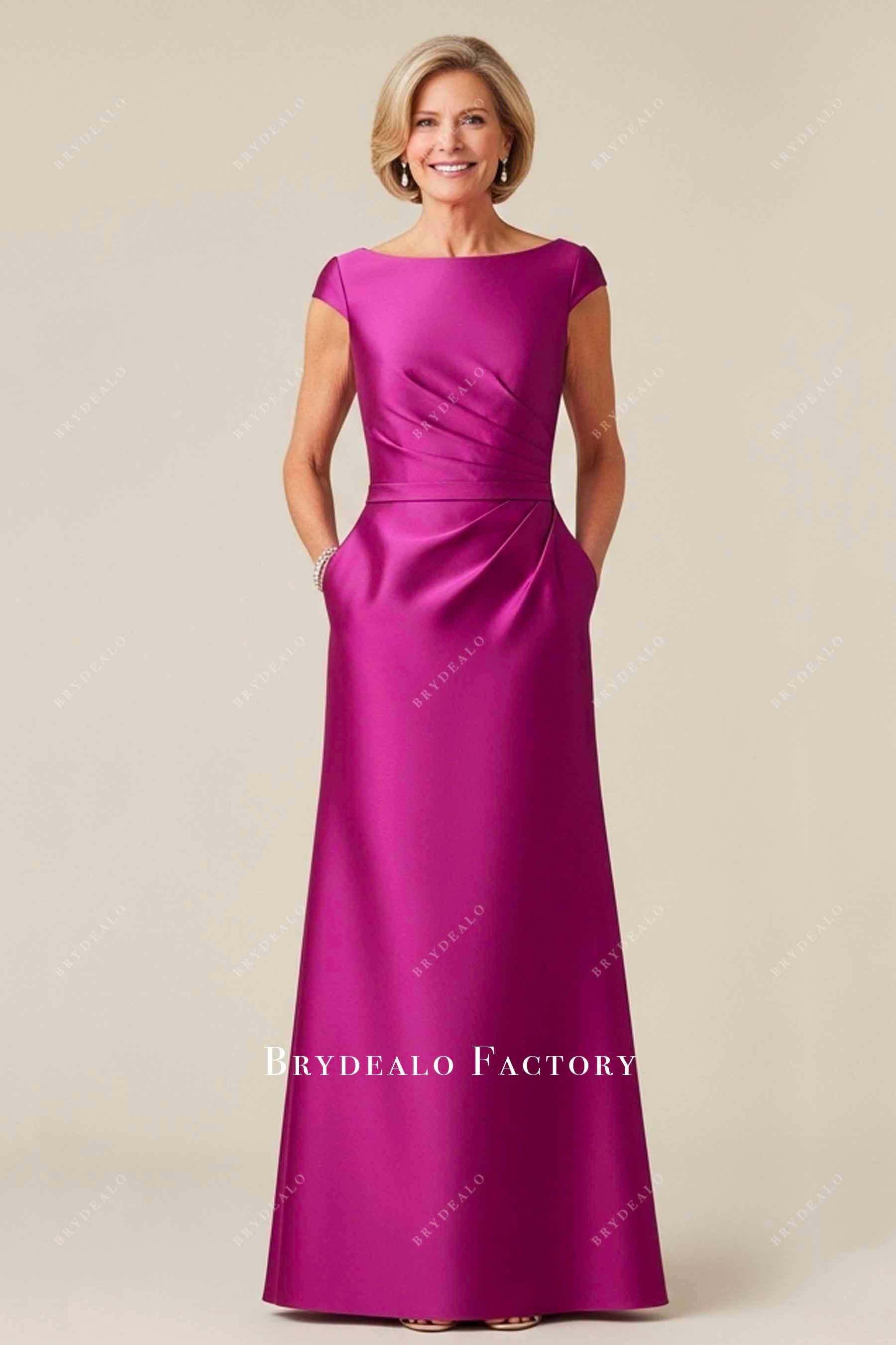 fuschia pocket mikado mother of bride dress