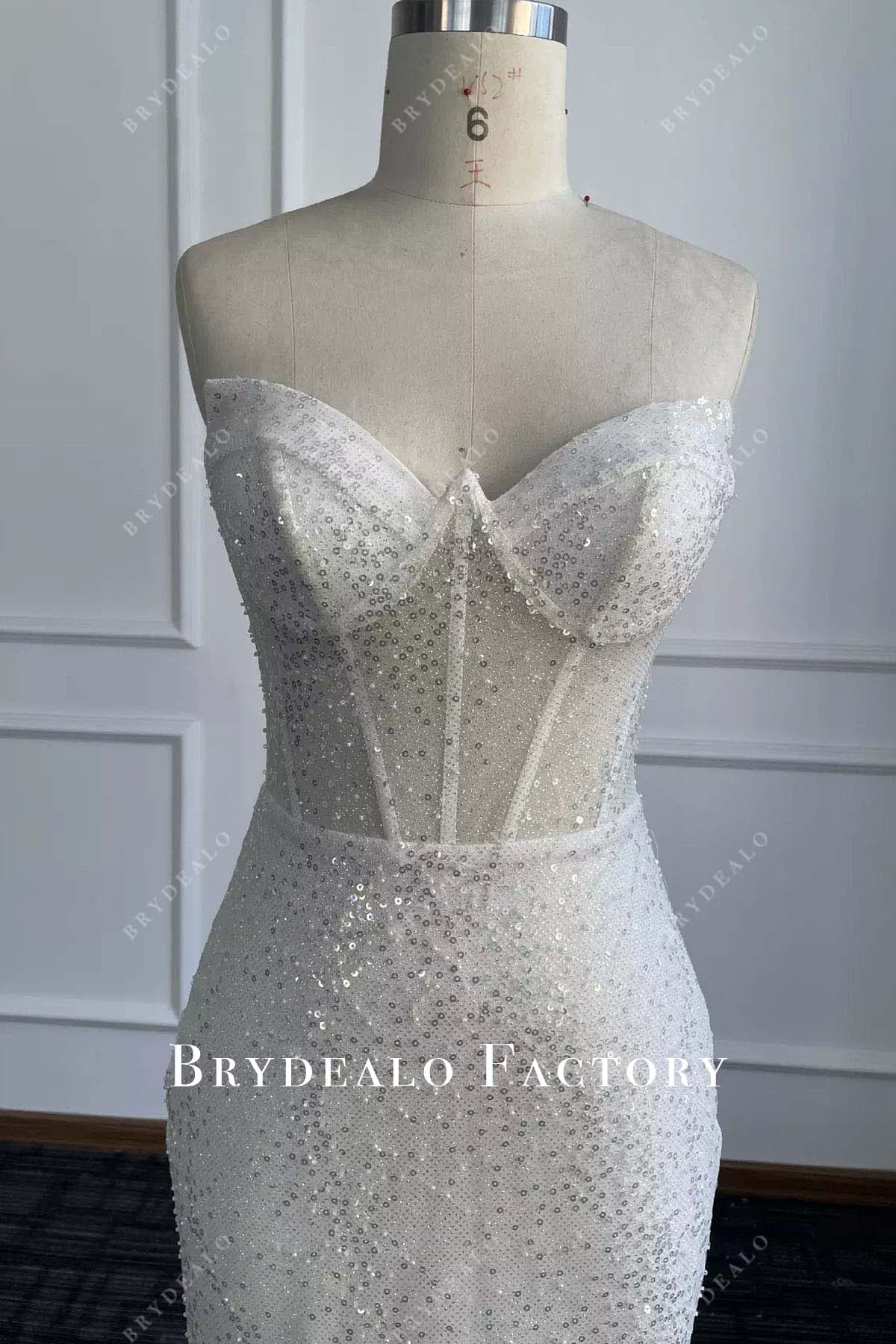 glitter corset mermaid wedding dress