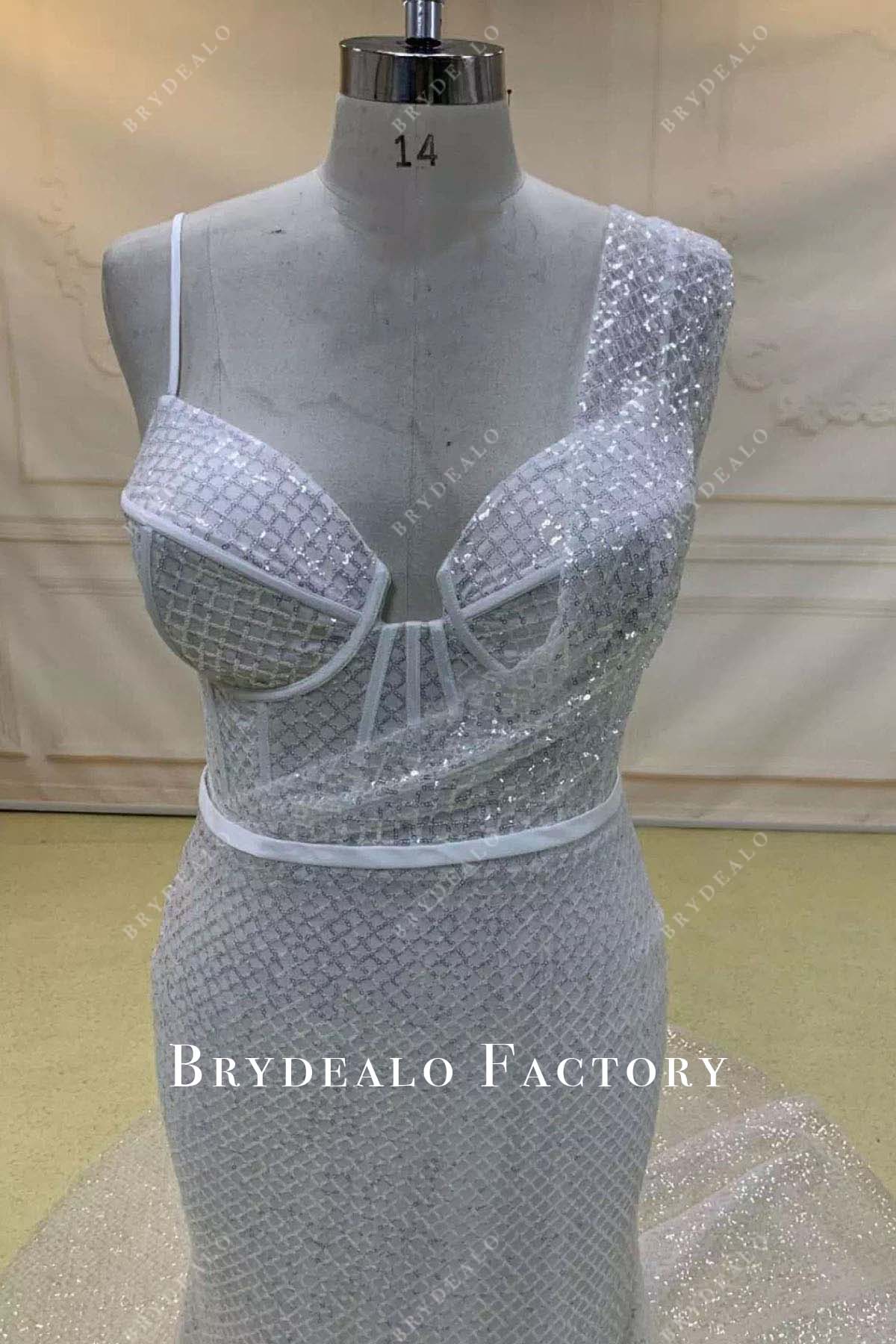 glitter corset wedding dress