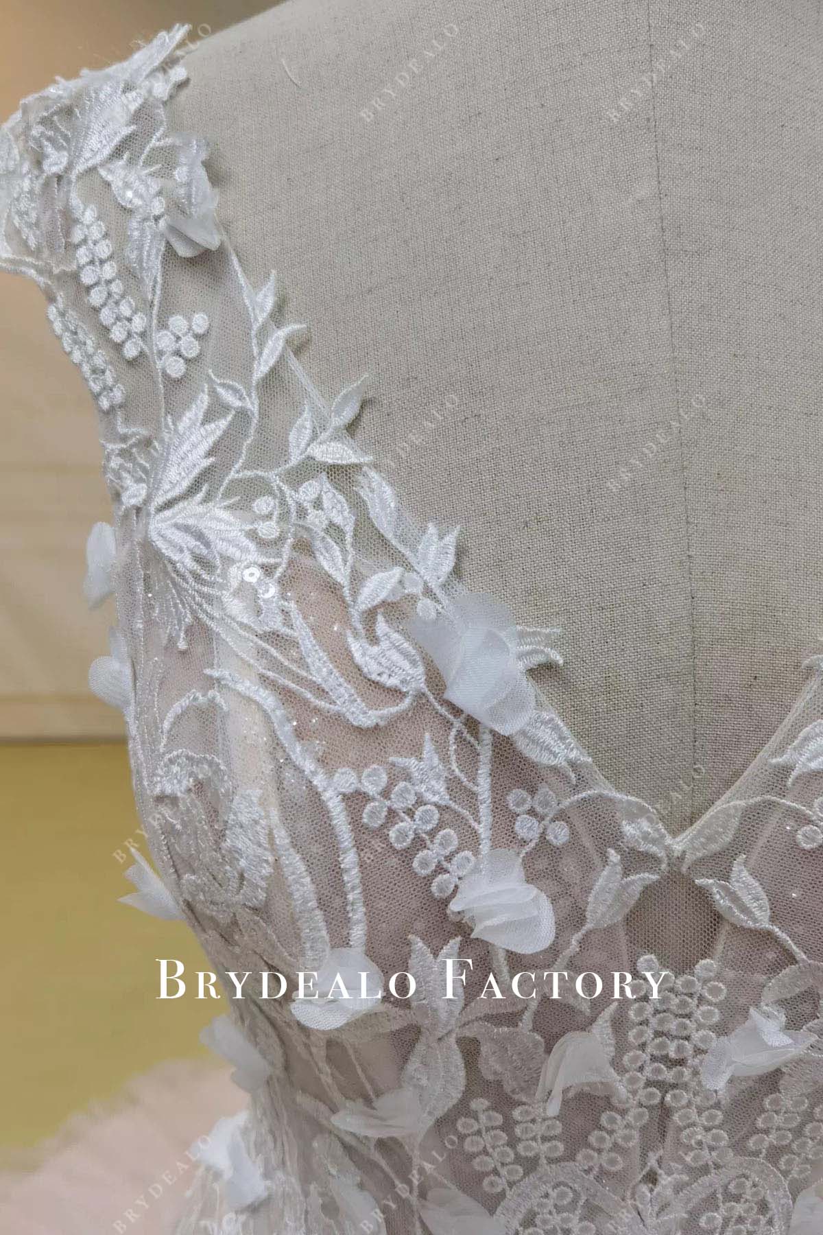 glitter lace appliques wedding dress