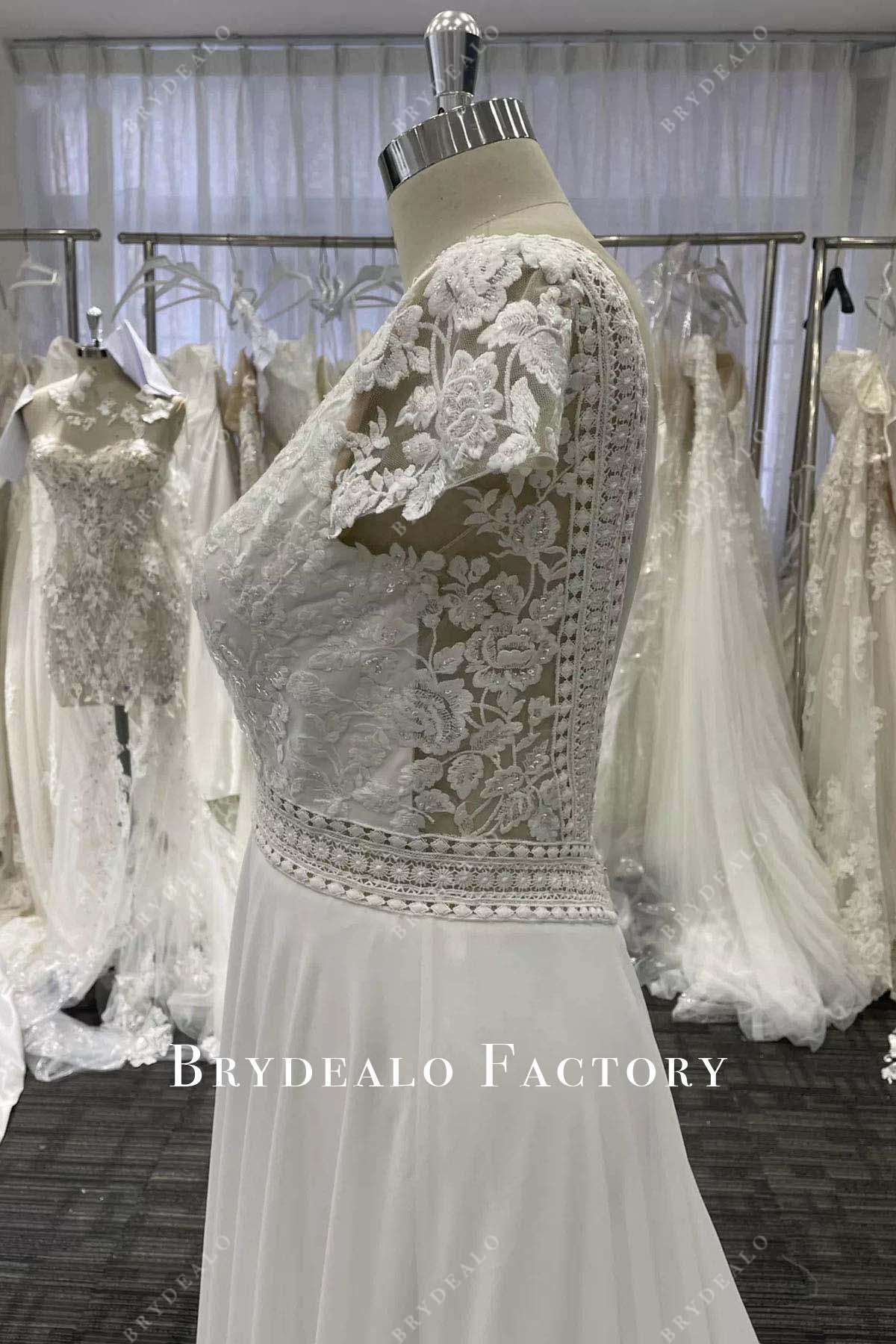 glitter lace chiffon wedding dress