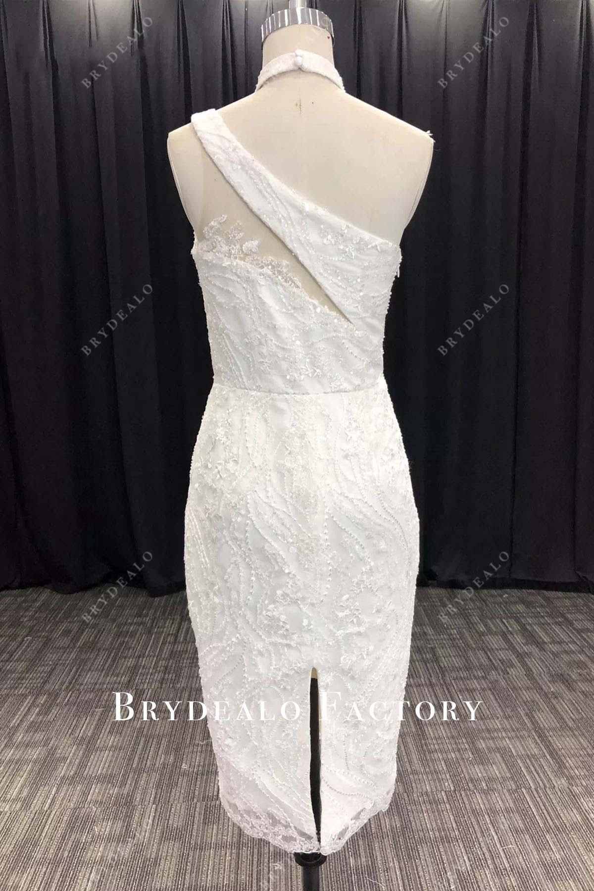 glitter lace sleeveless wedding dress