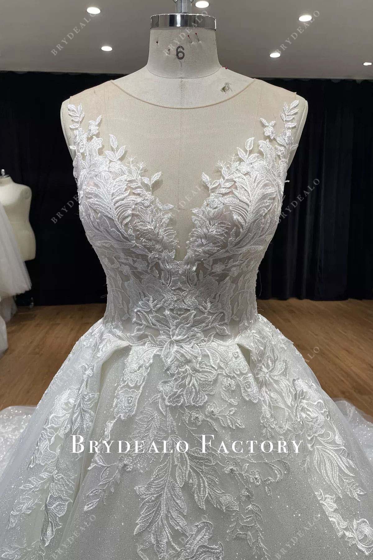 glitter lace wedding ballgown