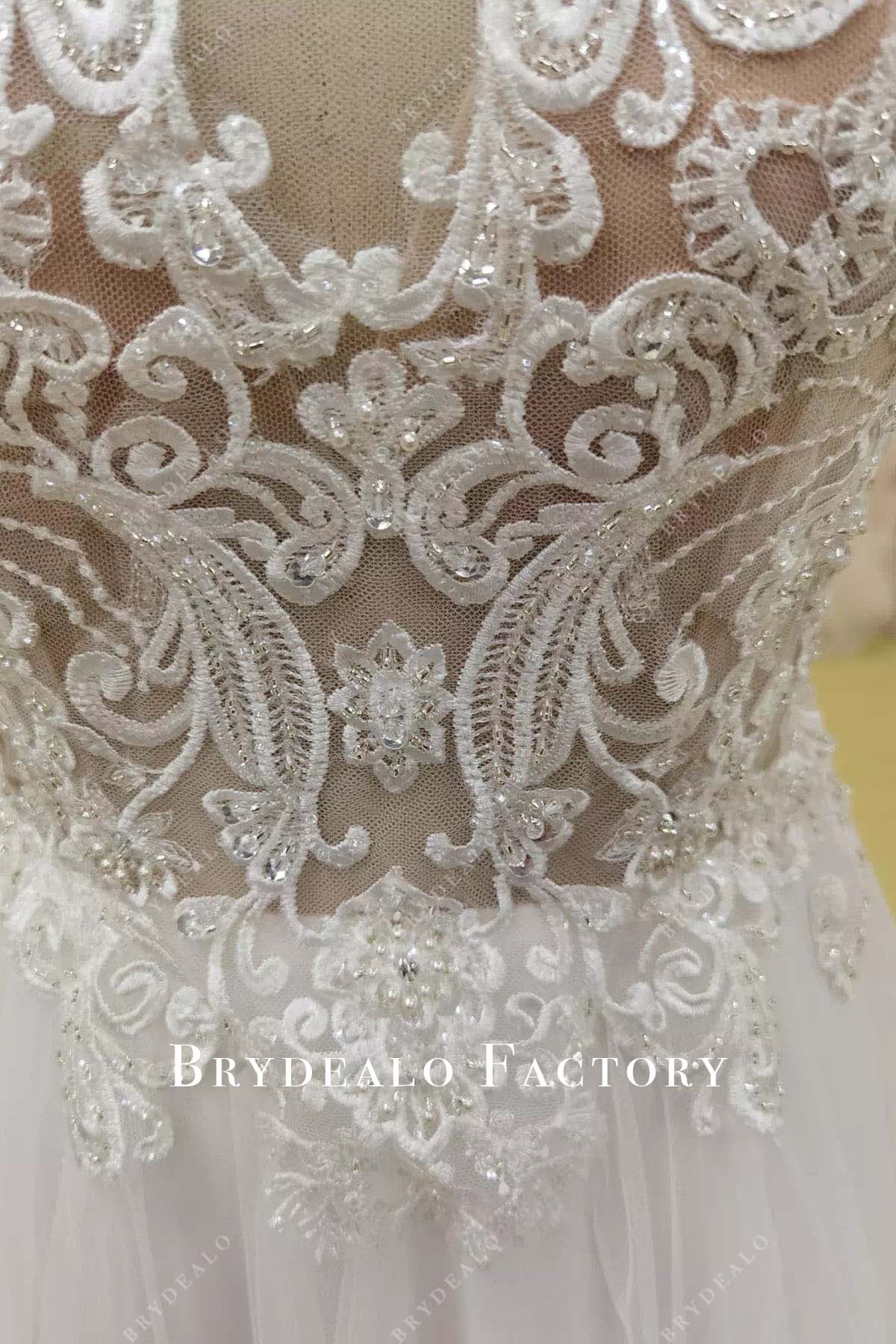 glitter lace wedding dress