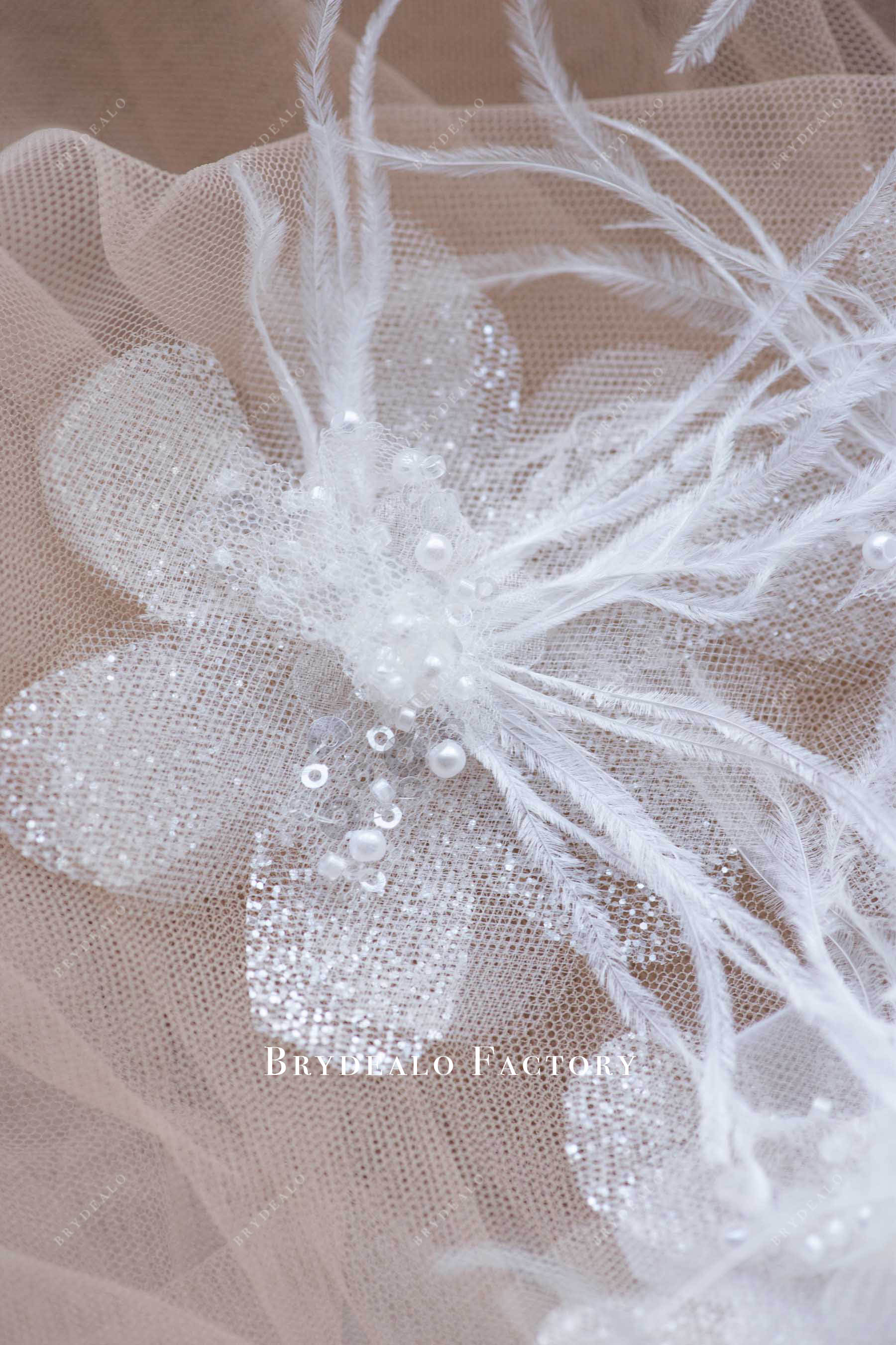 glitter tulle feather flowers