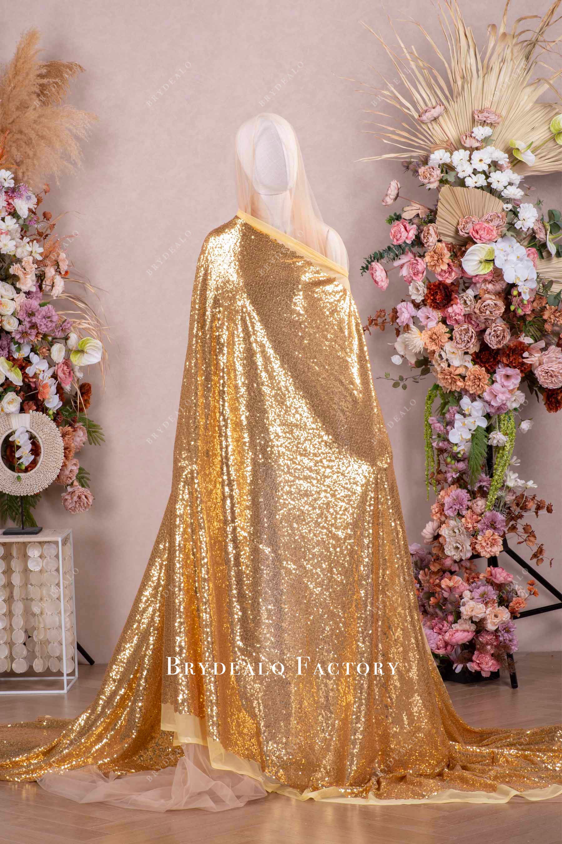 gold sequin fabric for prom formal dress