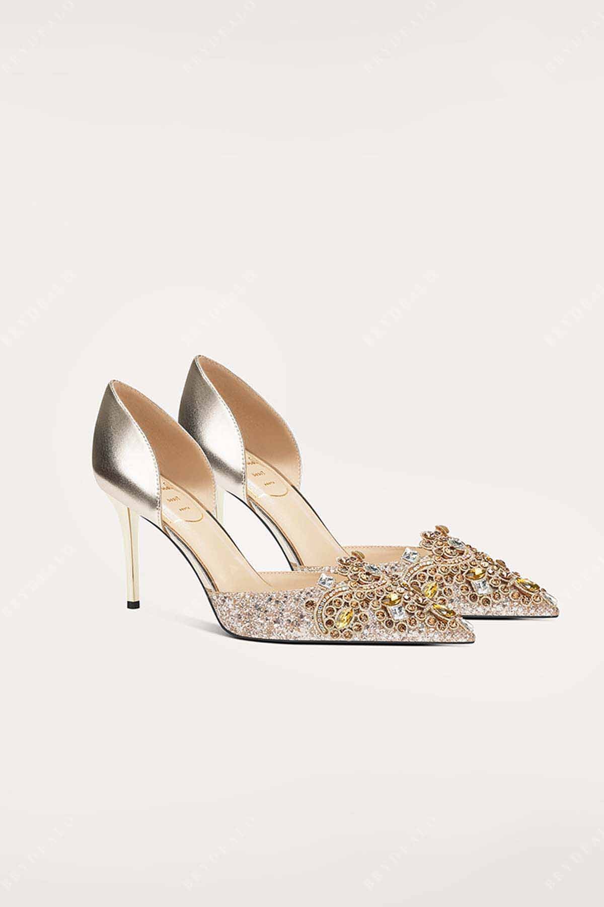 gold sparkly bridal shoes