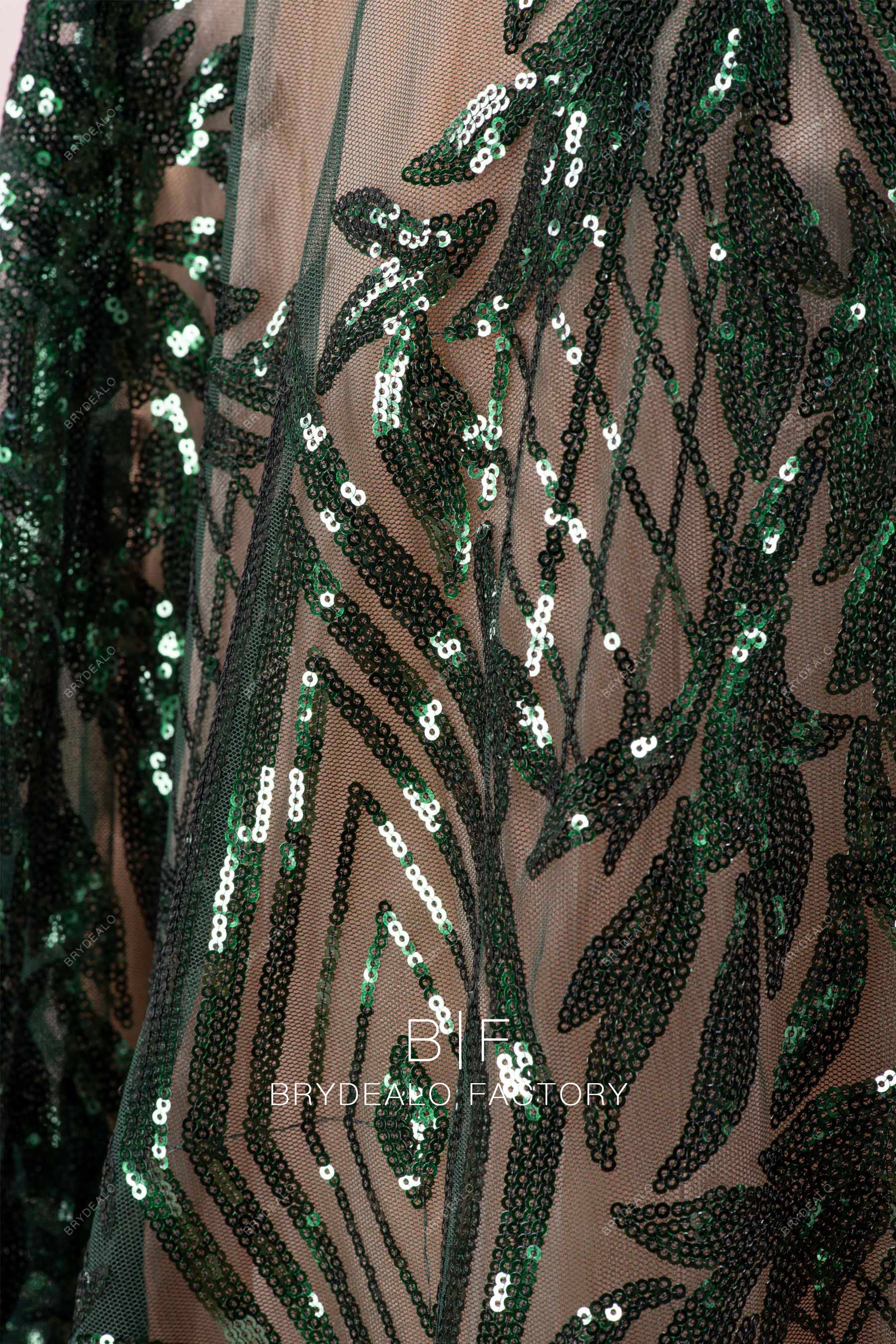 green patterned sequin fabric