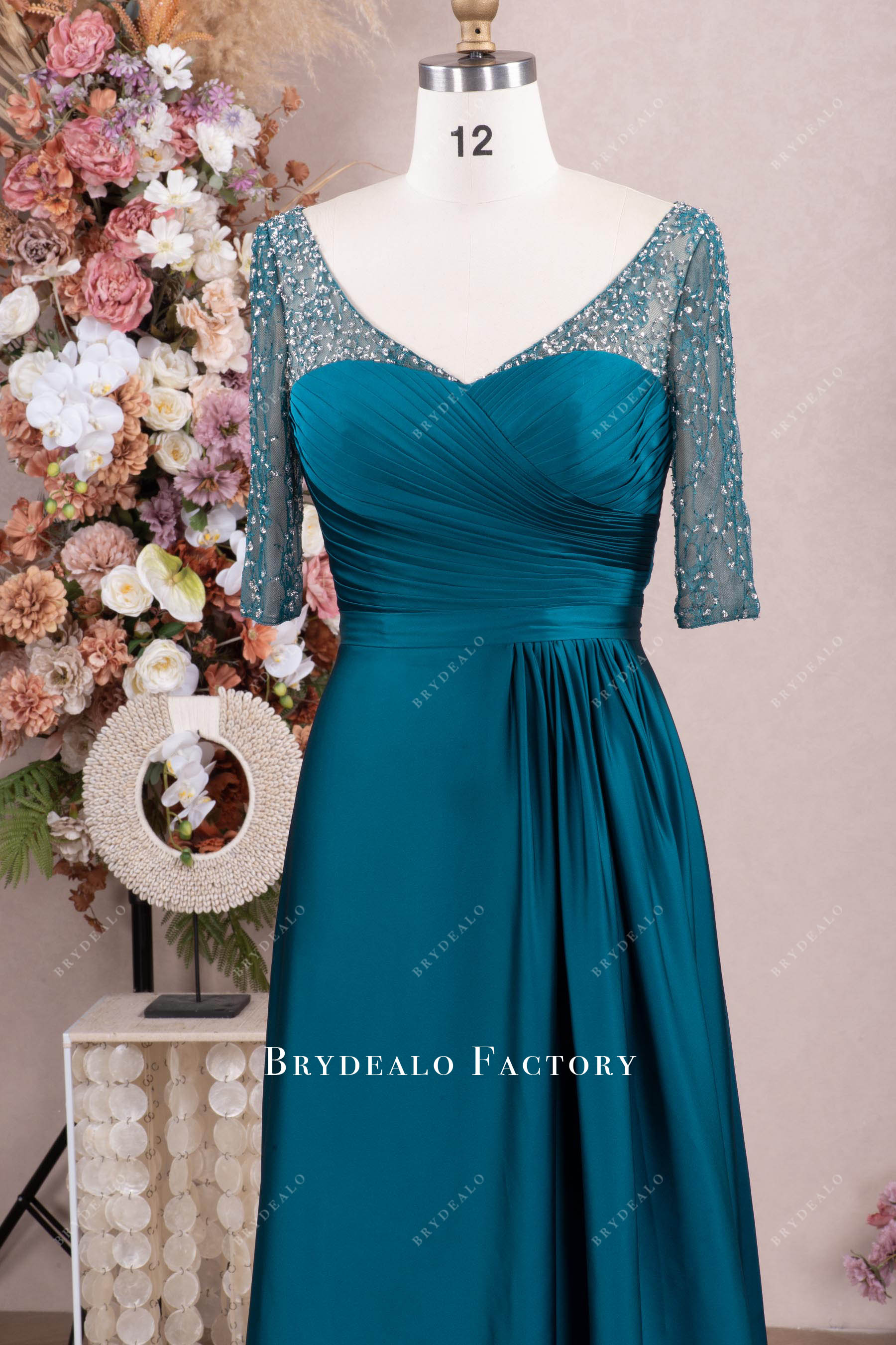 half sleeve mother of bride dress