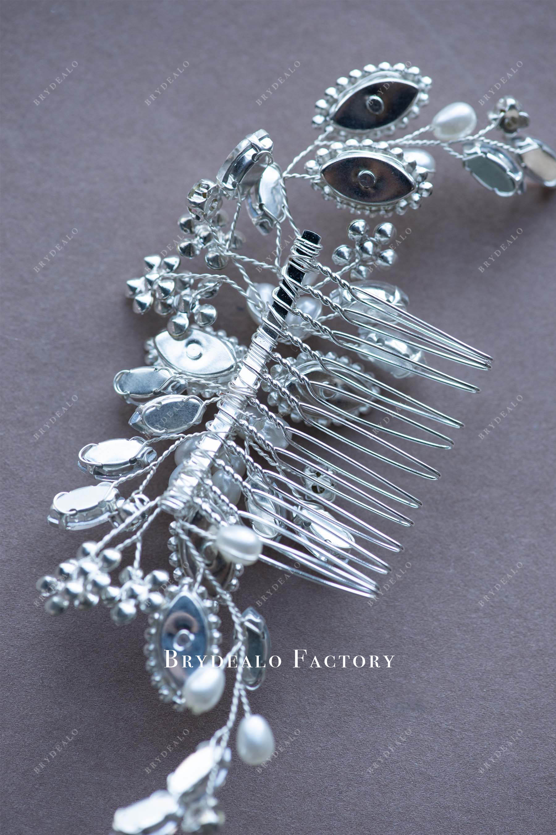 hand craft alloy rhinestone hair comb