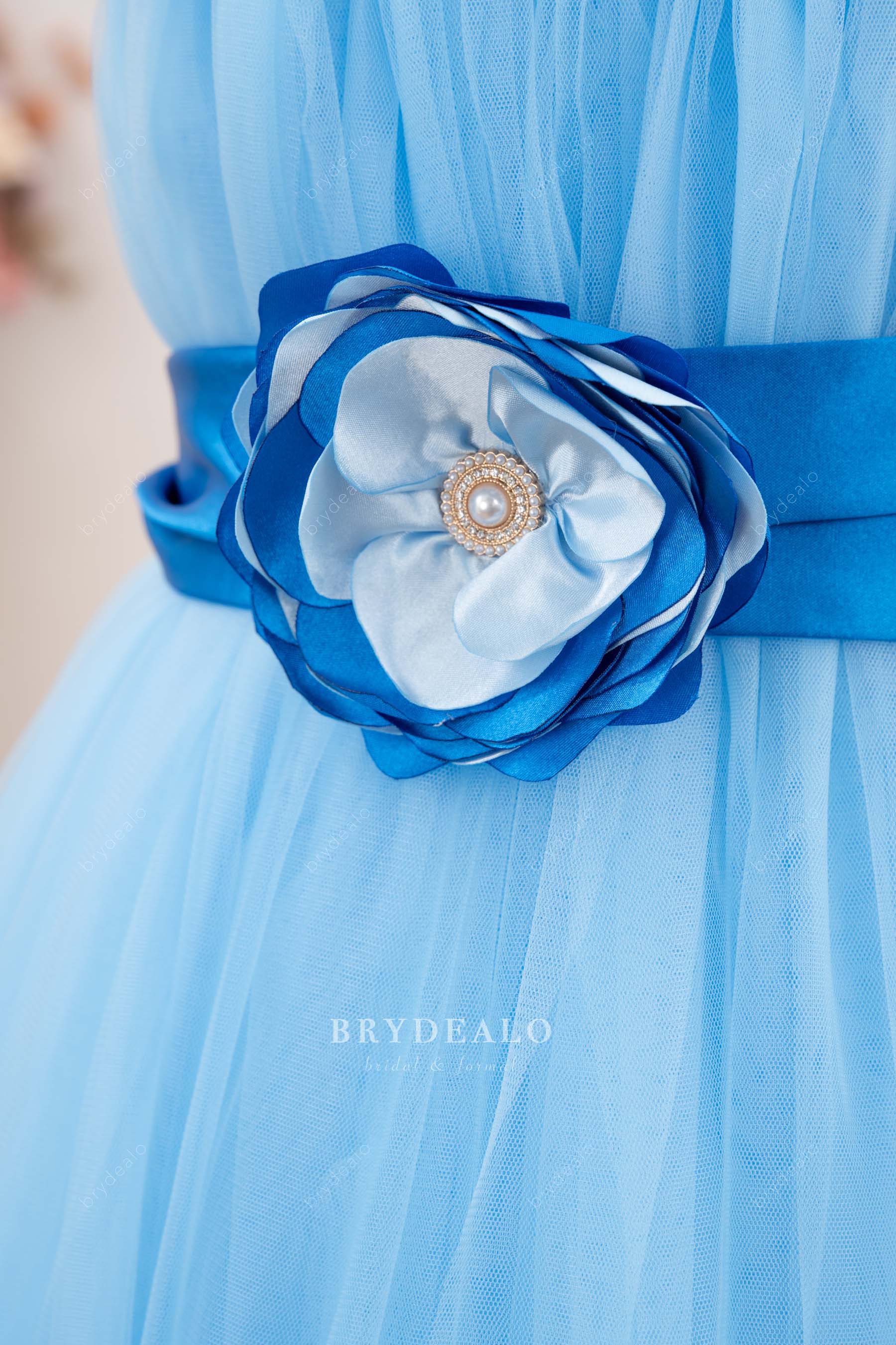 hand-made blue flower flower girl dress