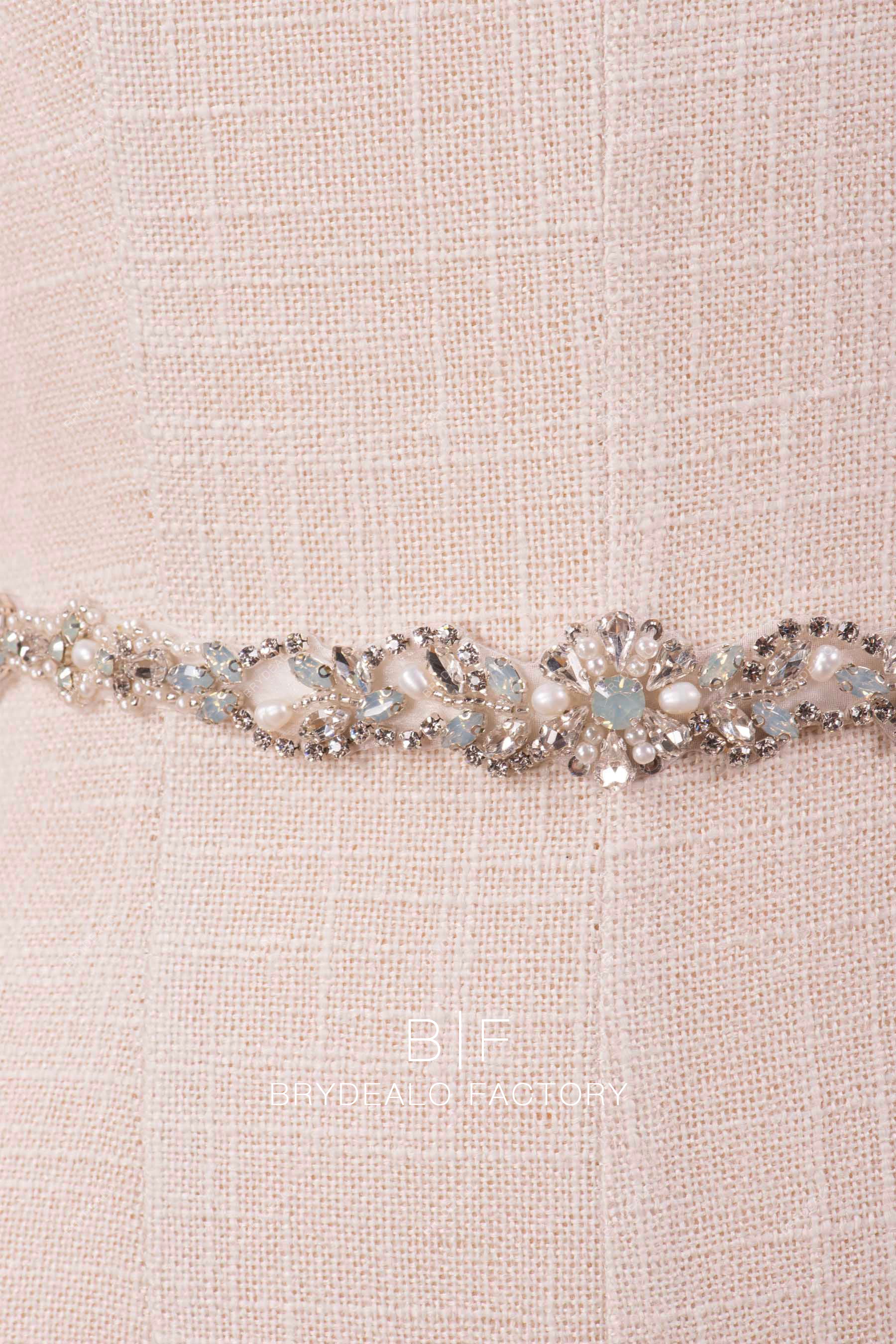 hand-sewn beaded wedding dress belt