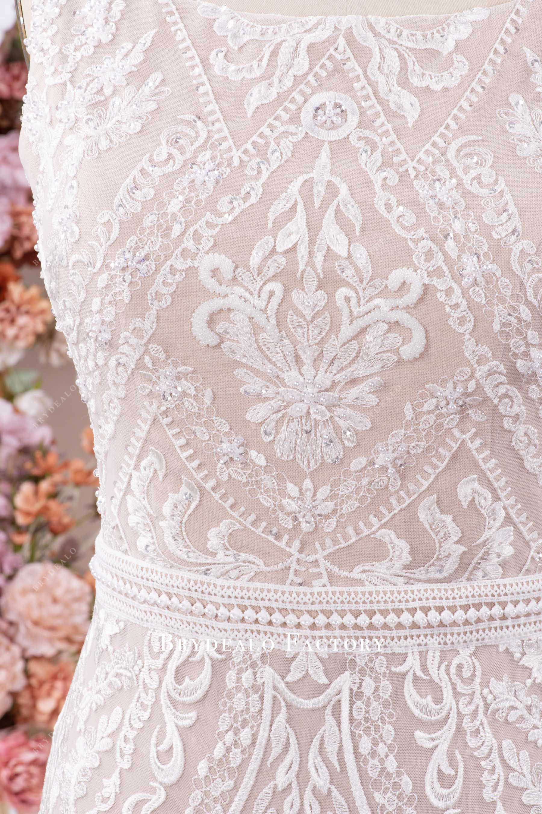 hand-sewn beading lace wedding dress