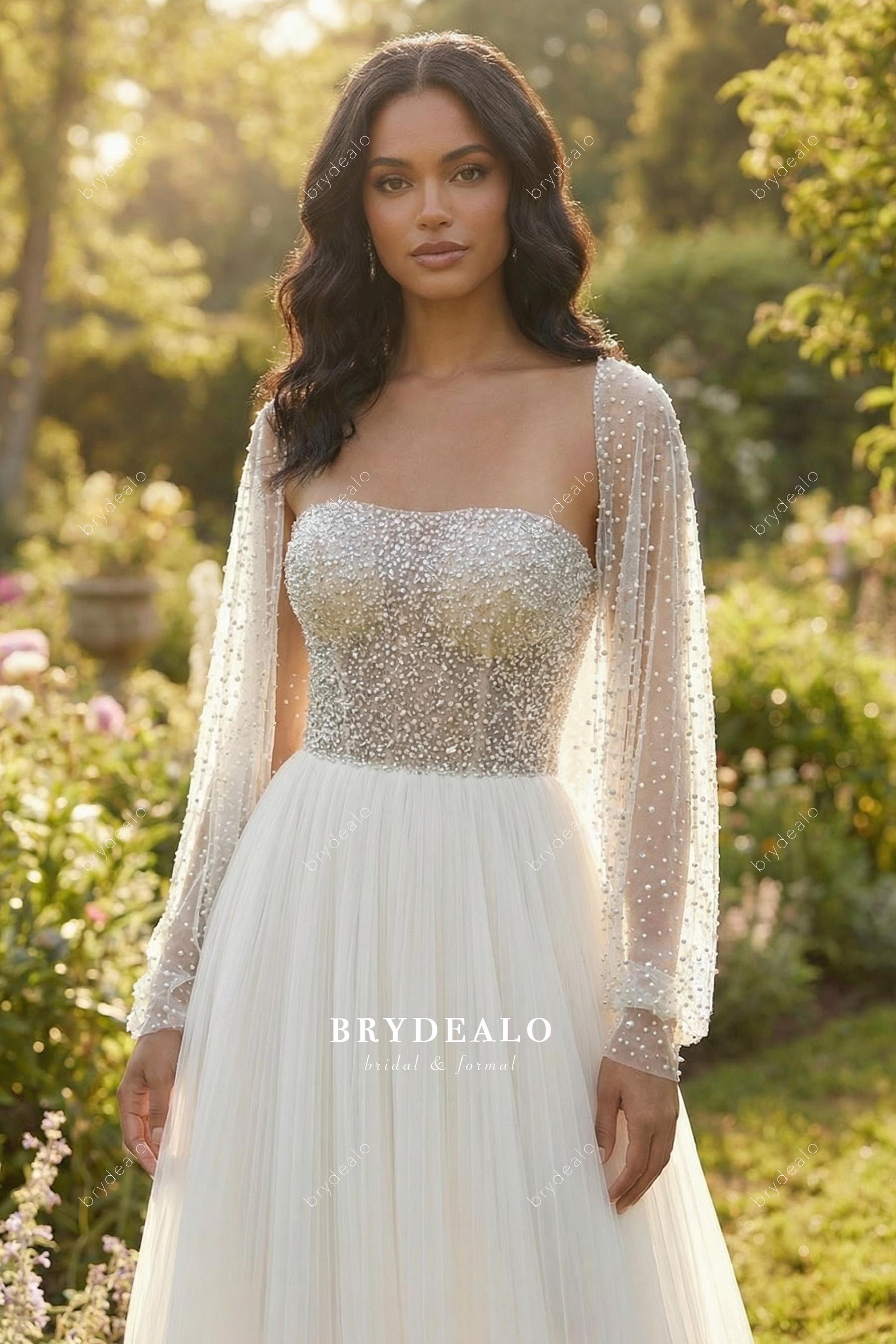 hand sewn crystal wedding dress