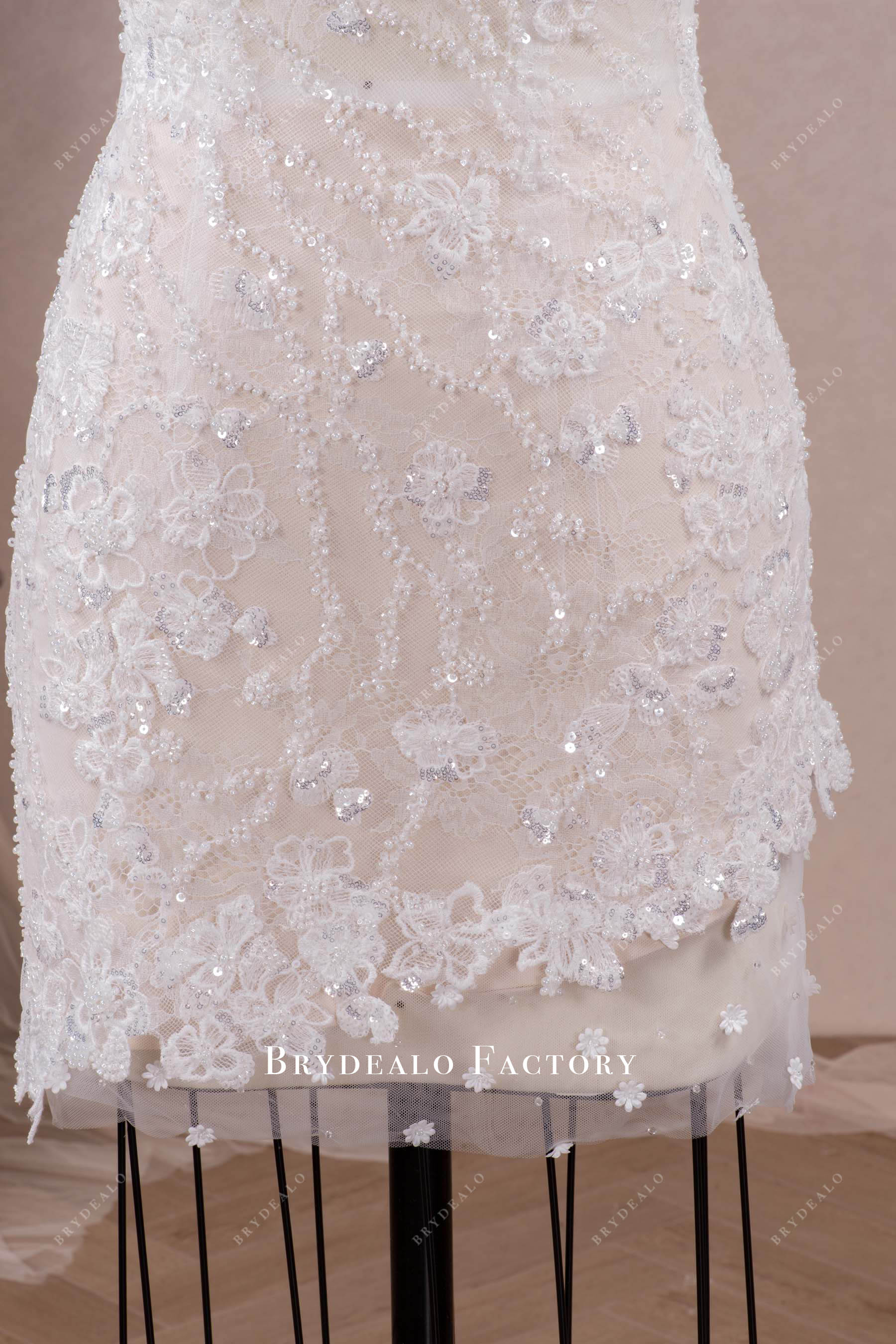 Modern Beaded Bodycon Puffy Tulle Overskirt Wedding Dress