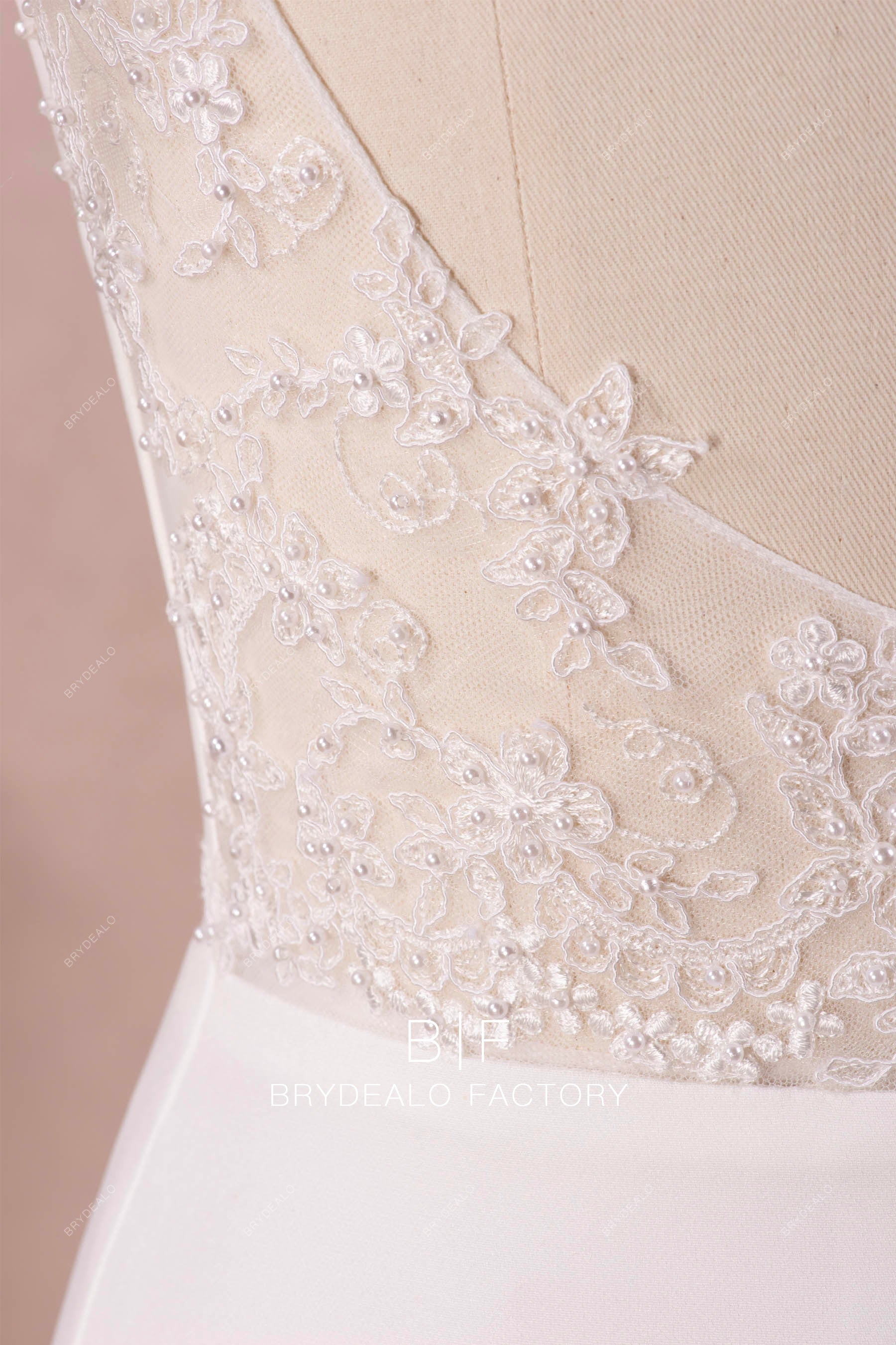 hand-sewn pearl lace wedding dress