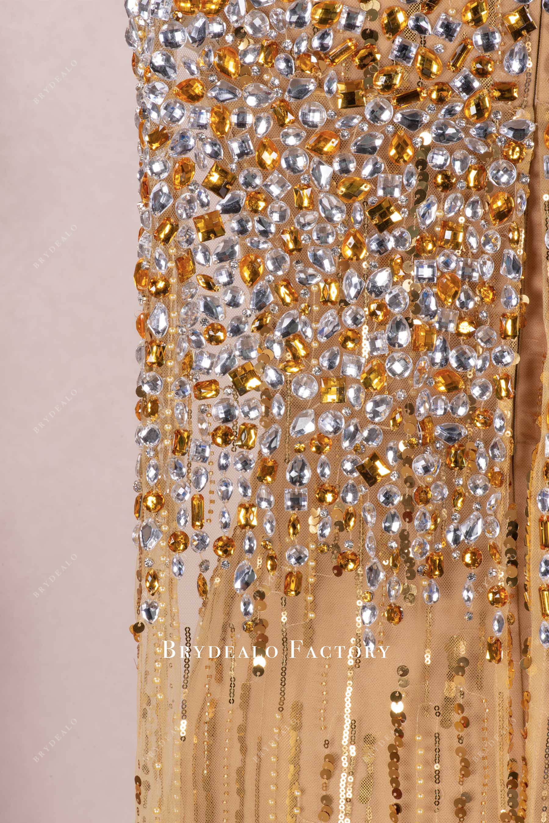 hand-sewn rhinestone formal dress