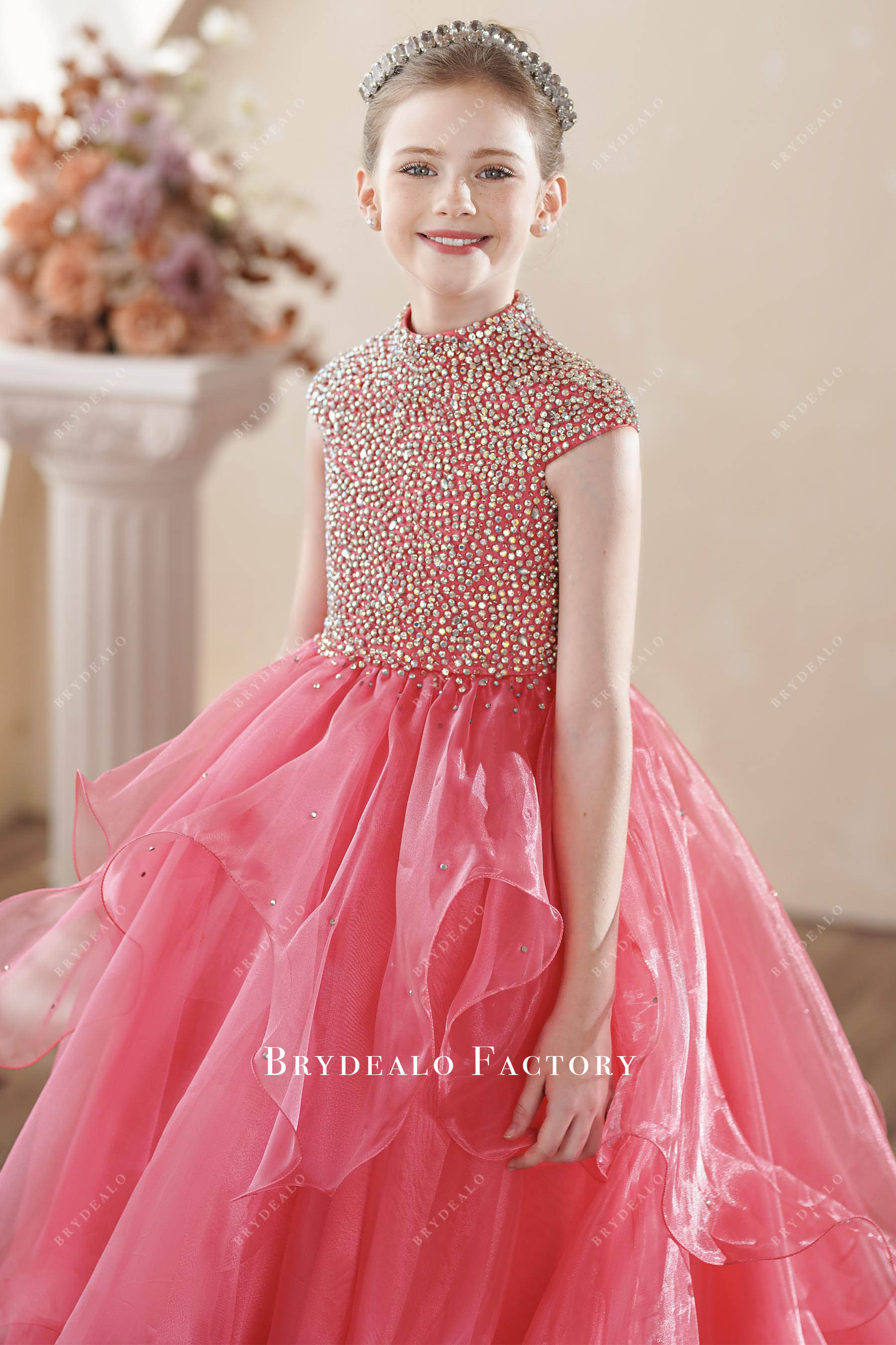 hand sewn rhinestone top kids birthday dress