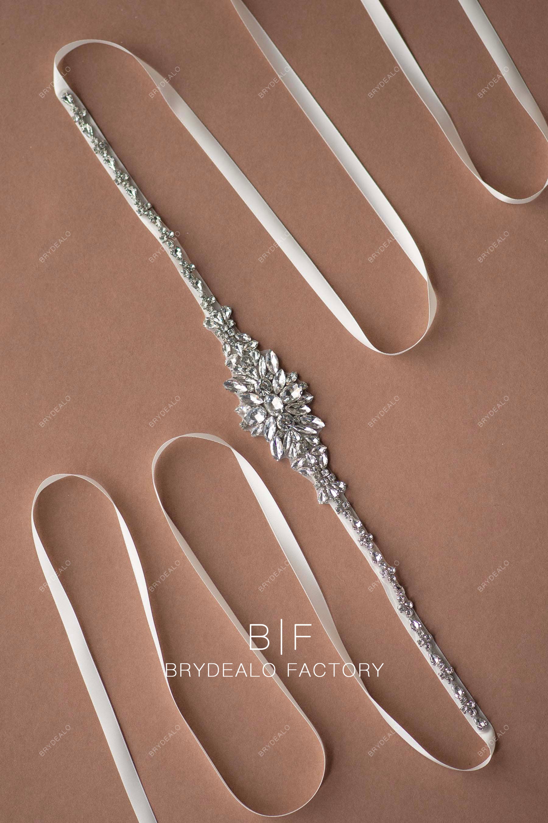 hand-sewn rhinestone wedding dress sash