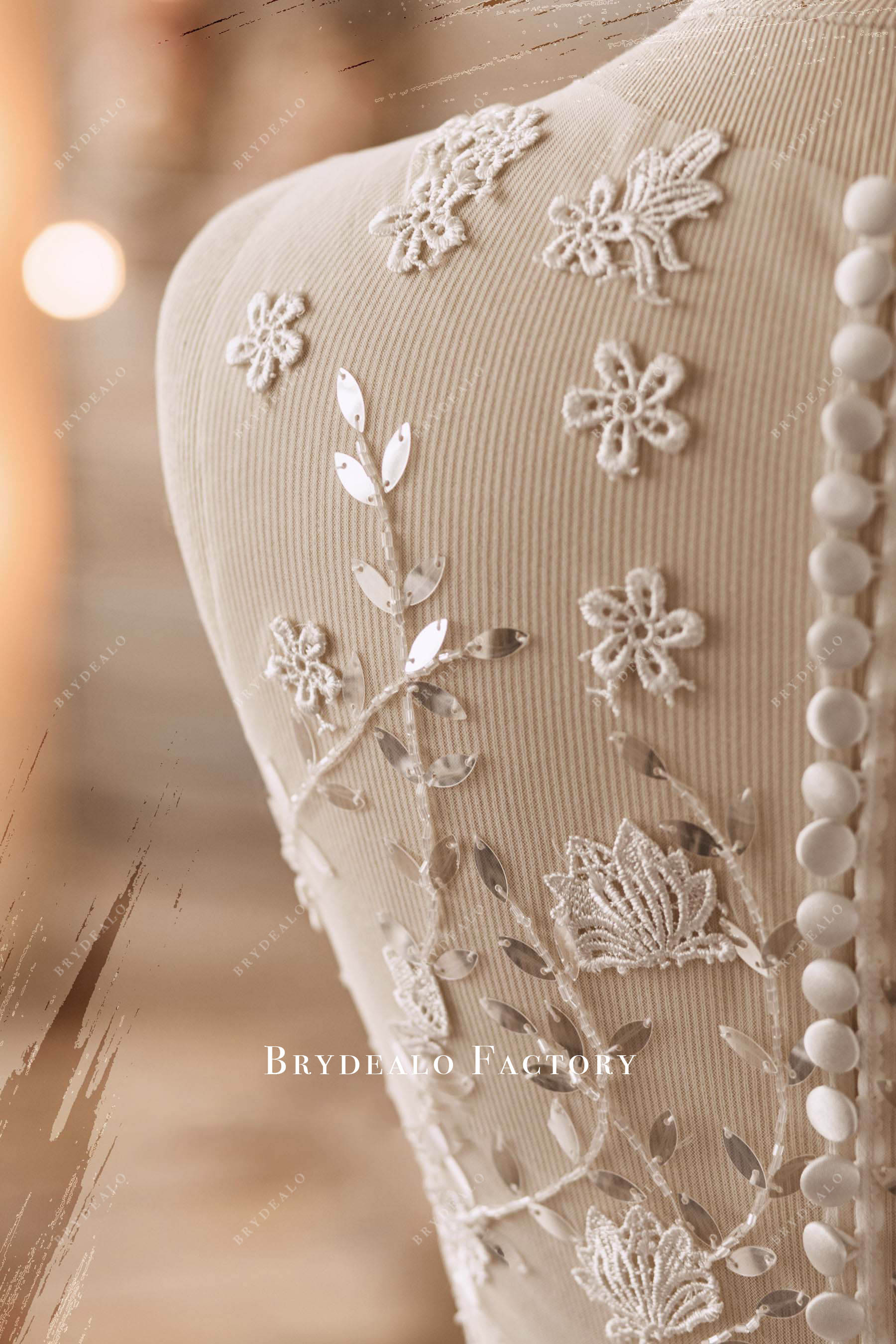 hand-sewn sequin bridal top