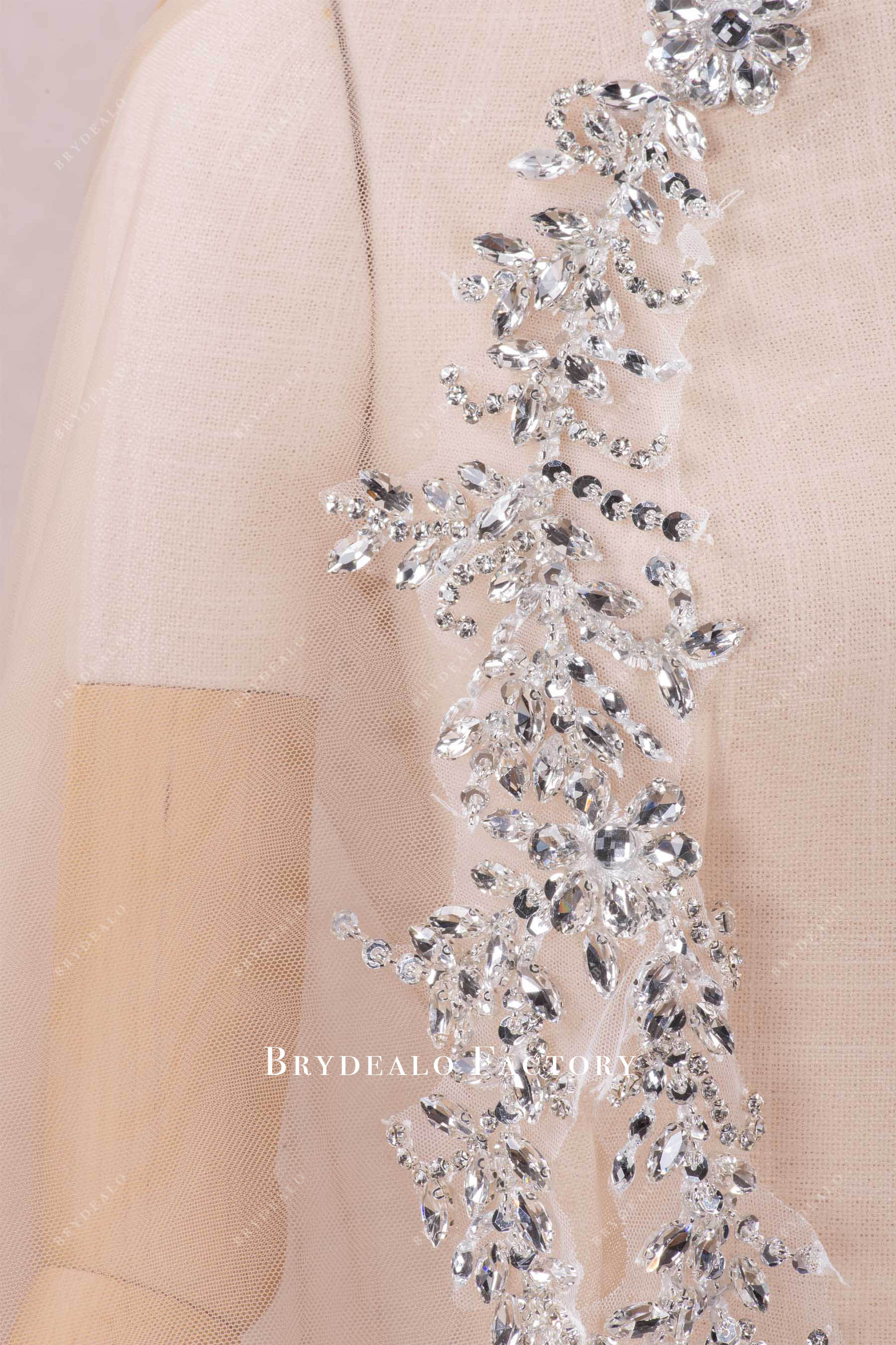 hand-sewn silver rhinestone applique