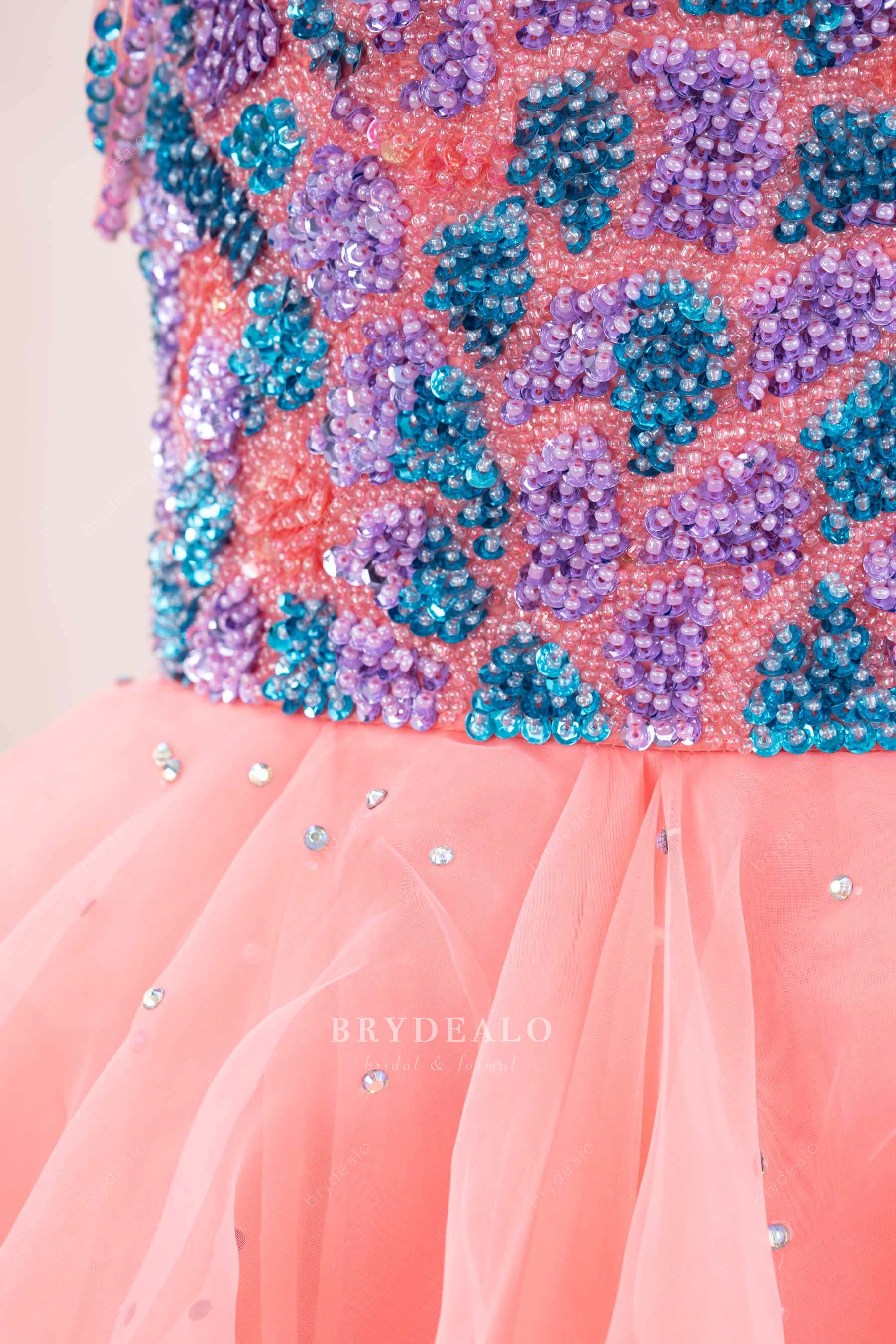 hand-sewn sparkly beading kids formal gown