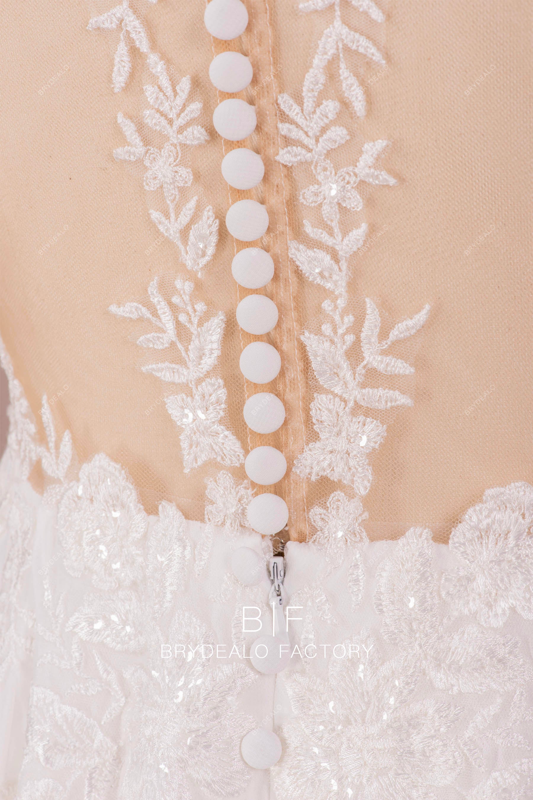 handmade buttons closure wedding dress