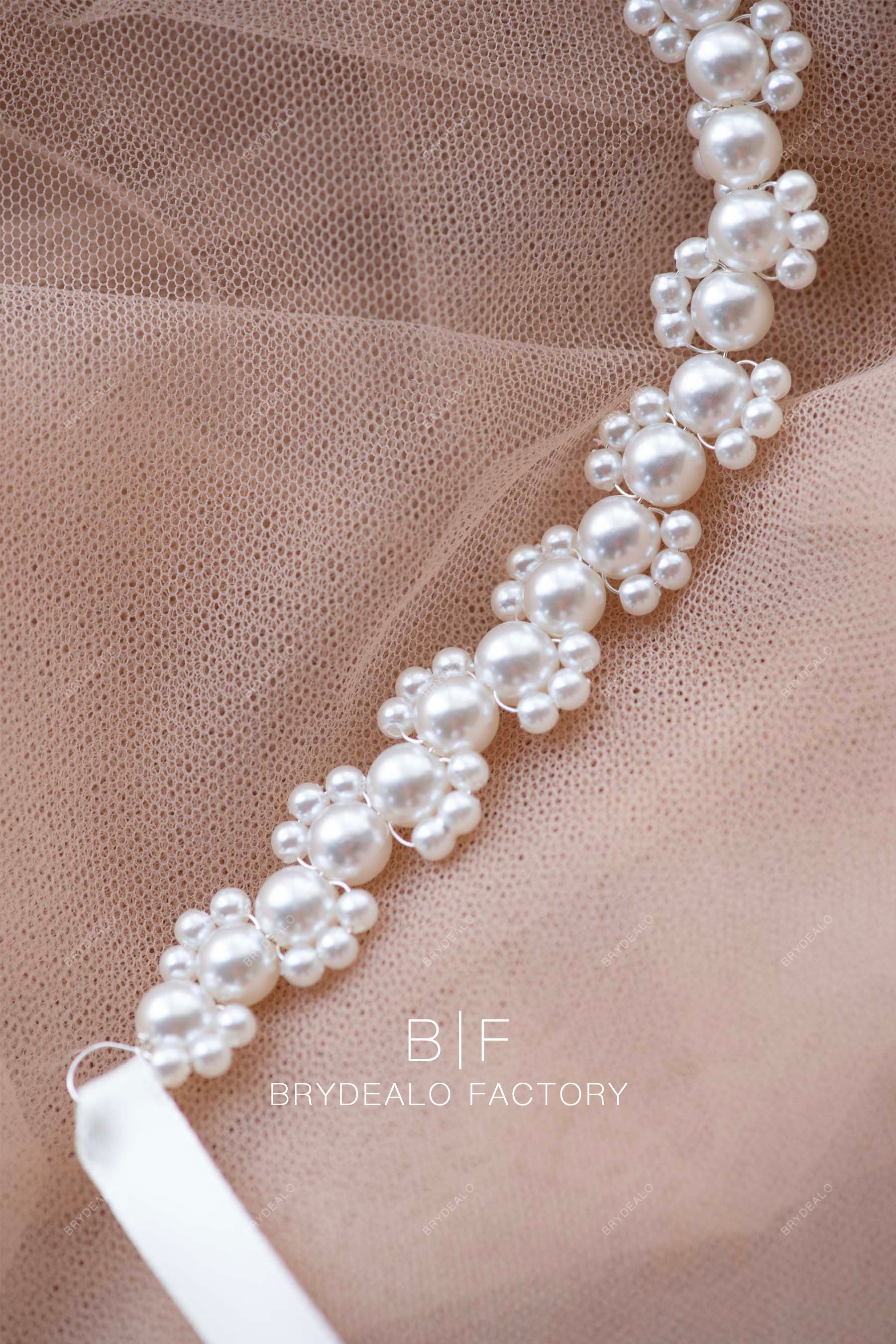 handmade pearl wedding dress belt
