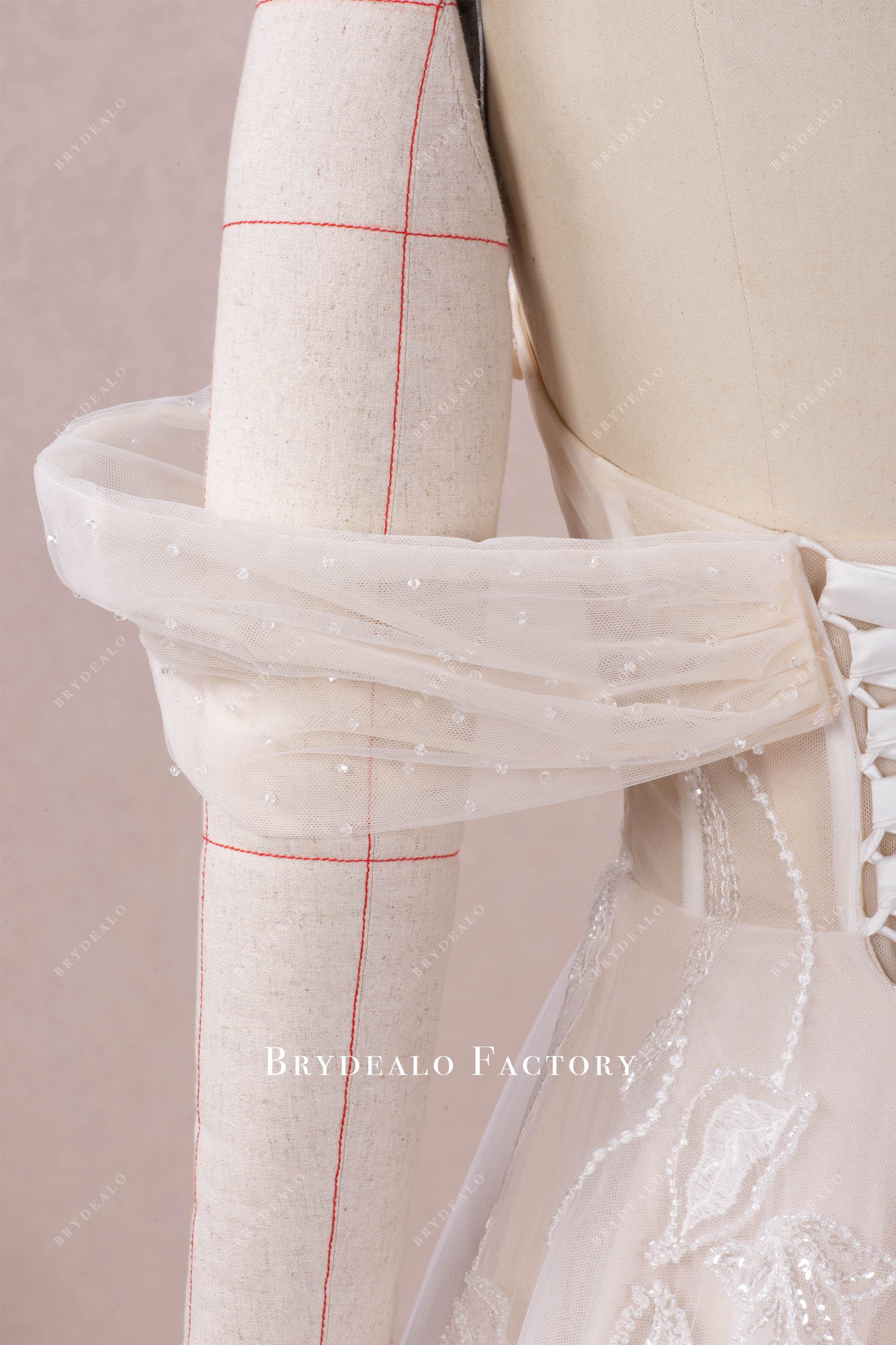hand-sewn crystal wedding dress